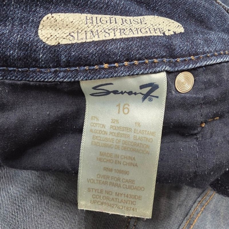 Other Seven High Rise Slim Straight Dark Wash Fray Hem Jeans-Sz 16 Size 38" / US 16 / IT 52 - 4 Thumbnail