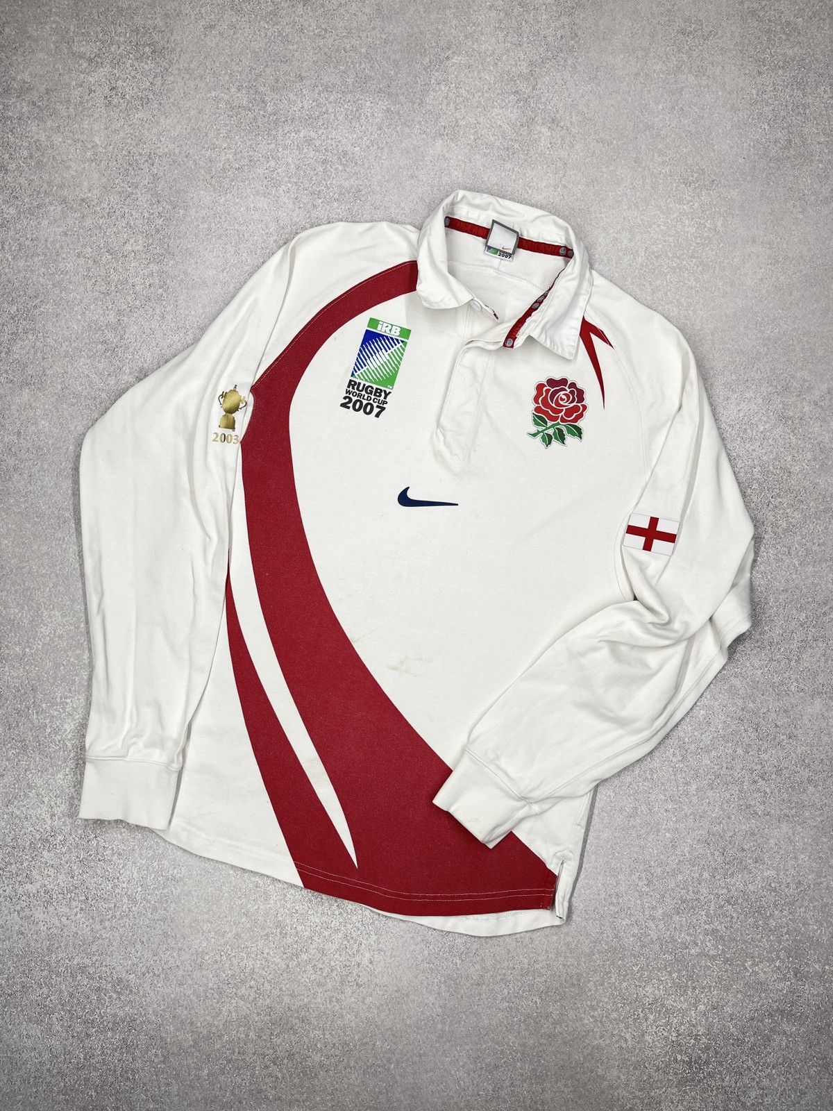 Nike Vintage Nike England Rugby World Cup 2007 Long Sleeve Polo Size US M / EU 48-50 / 2 - 1 Thumbnail