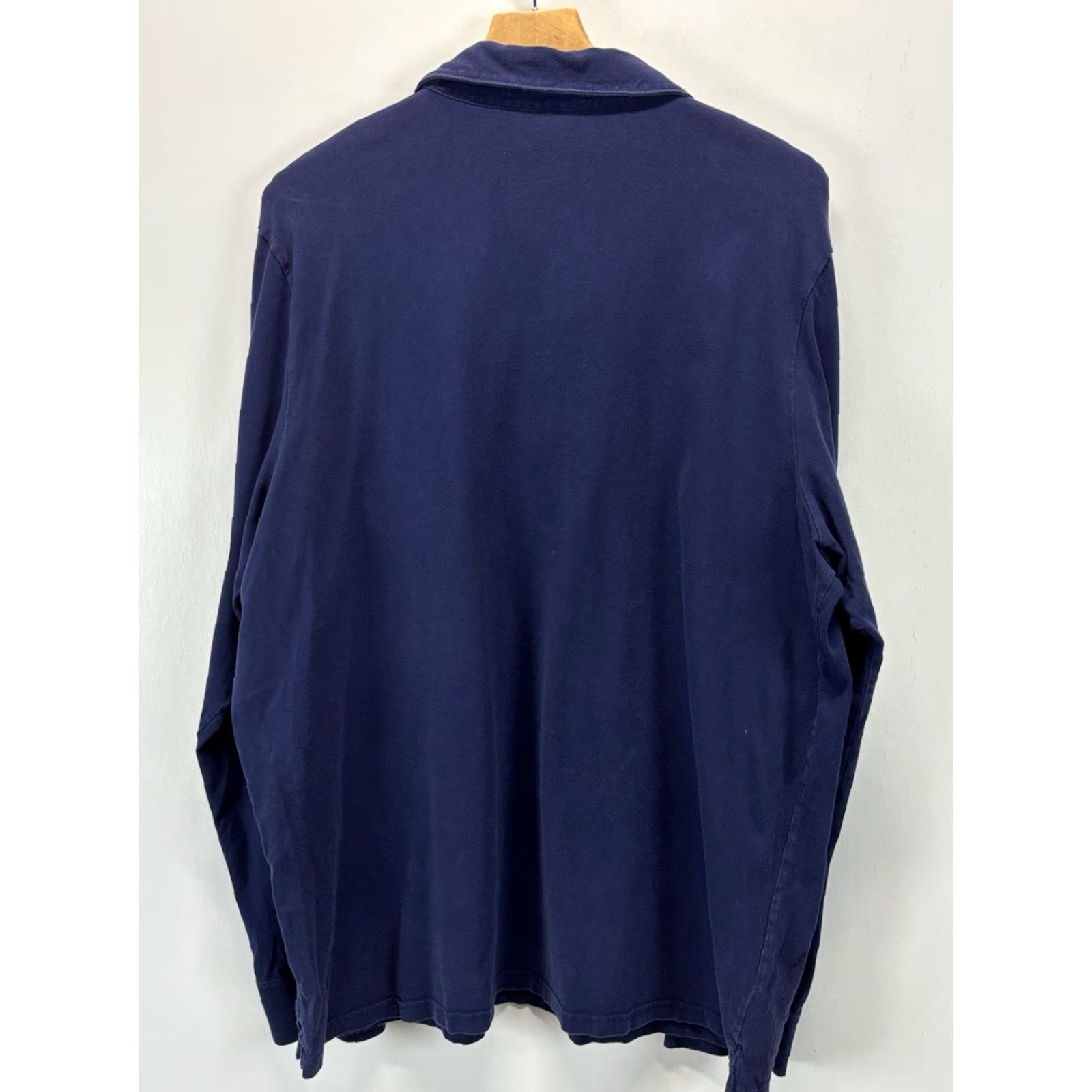 Vintage CRIQUET Long Sleeve Polo Shirt 2XL Navy Golf Organic Cotton Pocket Mens Size US XXL / EU 58 / 5 - 4 Thumbnail