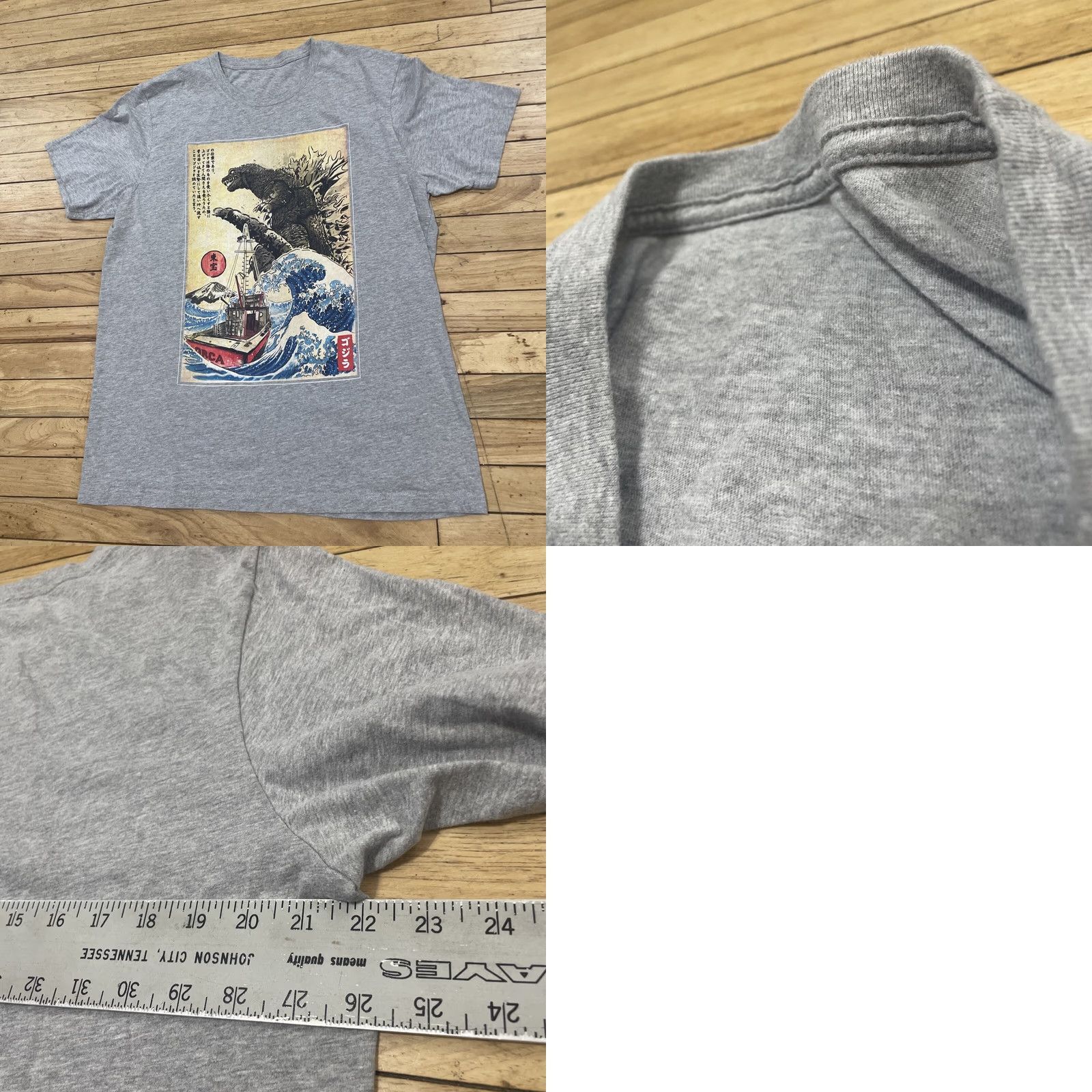 Vintage Godzilla Gojira Japan Wave Graphic Tee Shirt Mens L Gray Shirt Graphic Crew Neck Short Sleeve Vintage No Size US L / EU 52-54 / 3 - 10 Thumbnail
