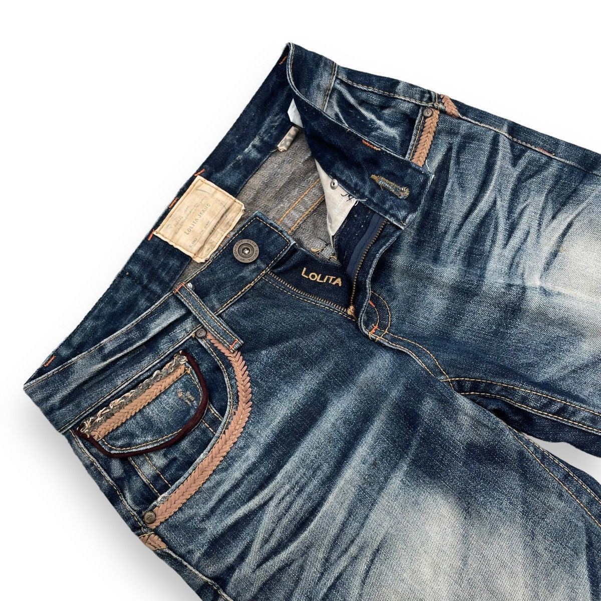 If Six Was Nine 🇯🇵 VINTAGE LOLITA BY CONCERT CLUB WASHED DENIM PANTS Size 29" - 8 Thumbnail