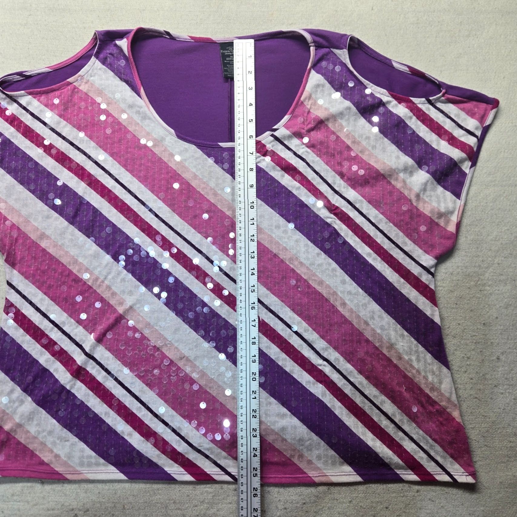 Faded Glory Faded Glory Shirt T-Shirt Purple Sequin Open Shoulder Sleeveless 3X Women Plus Aztec Casual Size XXL / US 16-18 / IT 52-54 - 5 Thumbnail