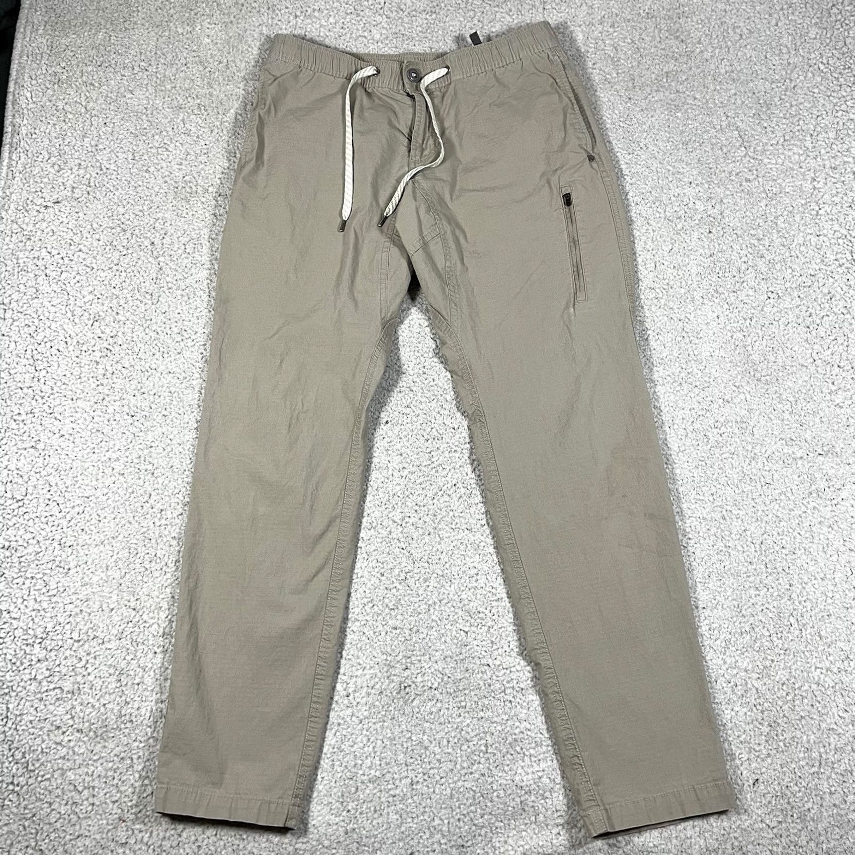 Vuori Vuori Mens L pants Straight Jogger Cotton Spandex Beige Pocket Logo Zipper Adjustable Waist Inseam 30 in Outdoor Casual Workwear Size US 33 - 6 Thumbnail