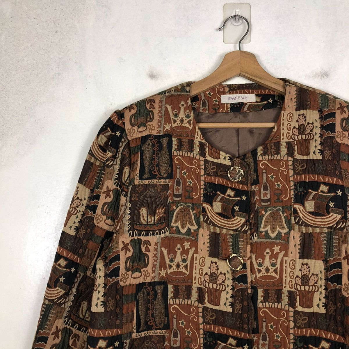 Japanese Brand 📌VINTAGE BIKER JACKET BUTTON PATCHWORK IPANEMA ISSEY MIYAKE Size M / US 6-8 / IT 42-44 - 9 Thumbnail
