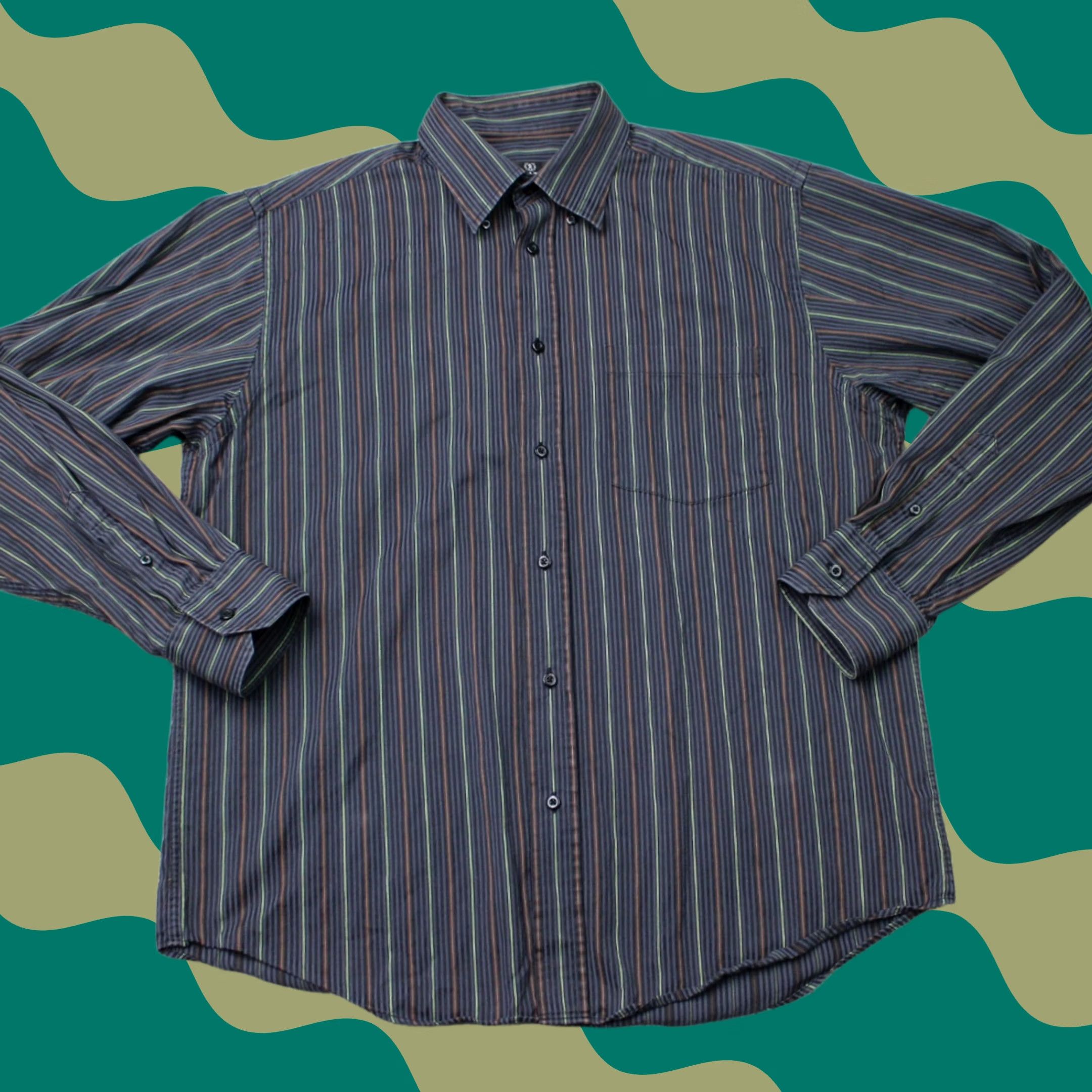 BUGATCHI Bugatchi Uomo Shirt Mens Large Black/Blue/Orange/Green 100% Cotton Long Sleeve Button-Up Casual Business Classic Striped Size US L / EU 52-54 / 3 - 1 Thumbnail