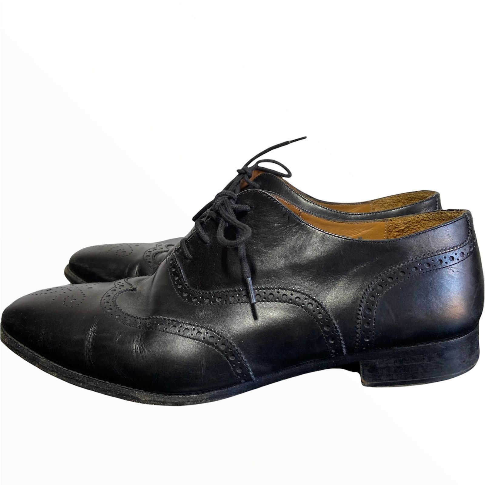Jack Erwin Leather Oxford Brogues Wingtip Dress Shoes 12.5 in Black, Men's