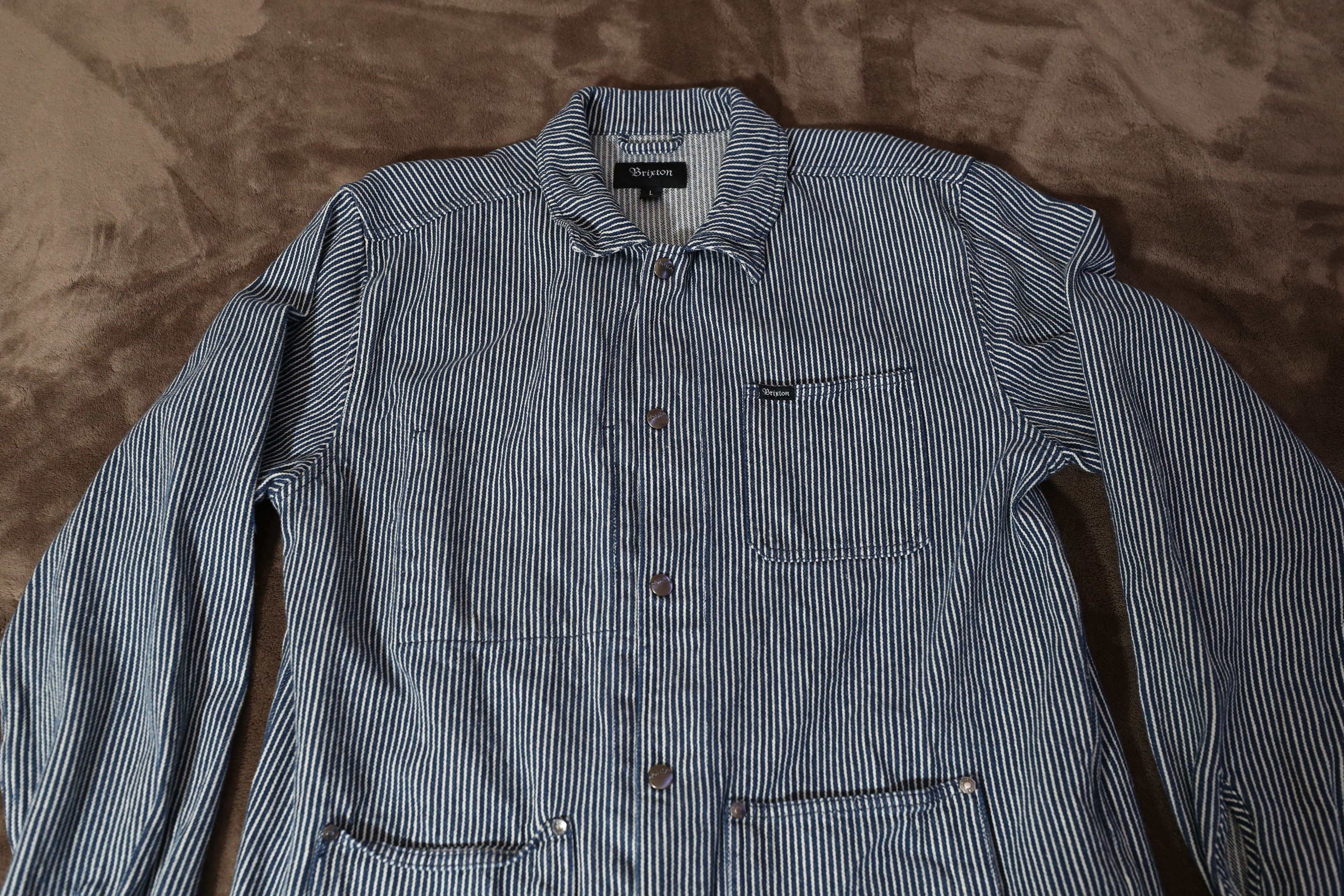 Brixton Brixton Striped Long Sleeve Overshirt (L) Size US L / EU 52-54 / 3 - 3 Thumbnail