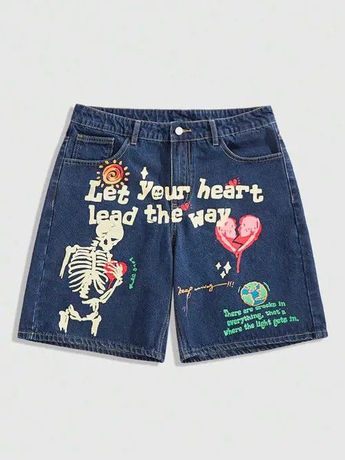 Japanese Brand Megumi x Ayumi Skull Print Y2k Shorts Jorts Denim Size US 32 / EU 48 - 5 Thumbnail