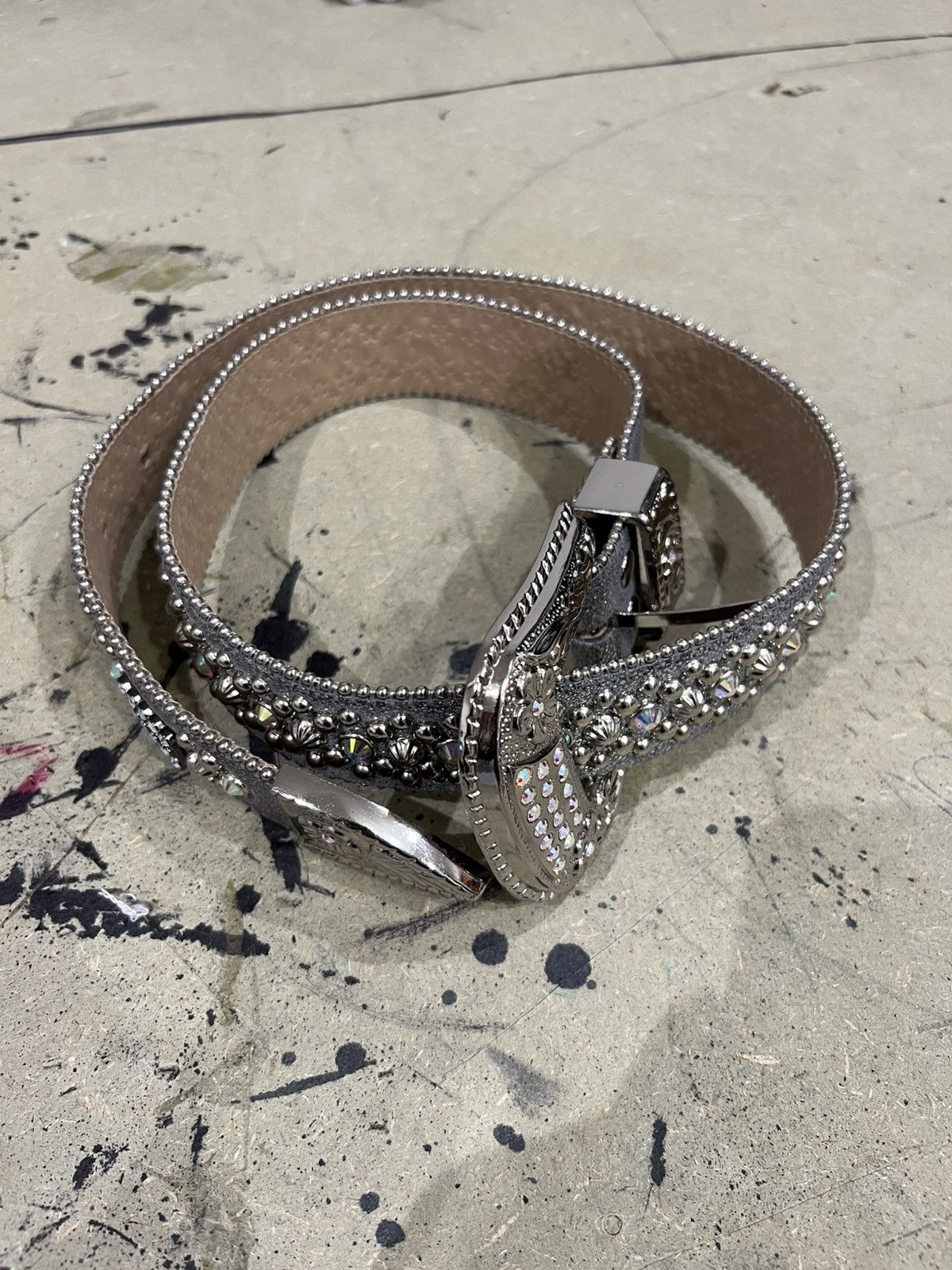 B.B. Simon Bb Simmons belt silver leather belt Size ONE SIZE - 1 Thumbnail
