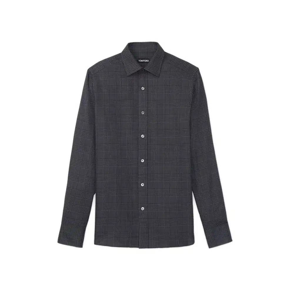 Tom Ford o1loc1c0525 94VAEG Cotton Check Shirt in Dark Grey Size US M / EU 48-50 / 2 - 1 Preview