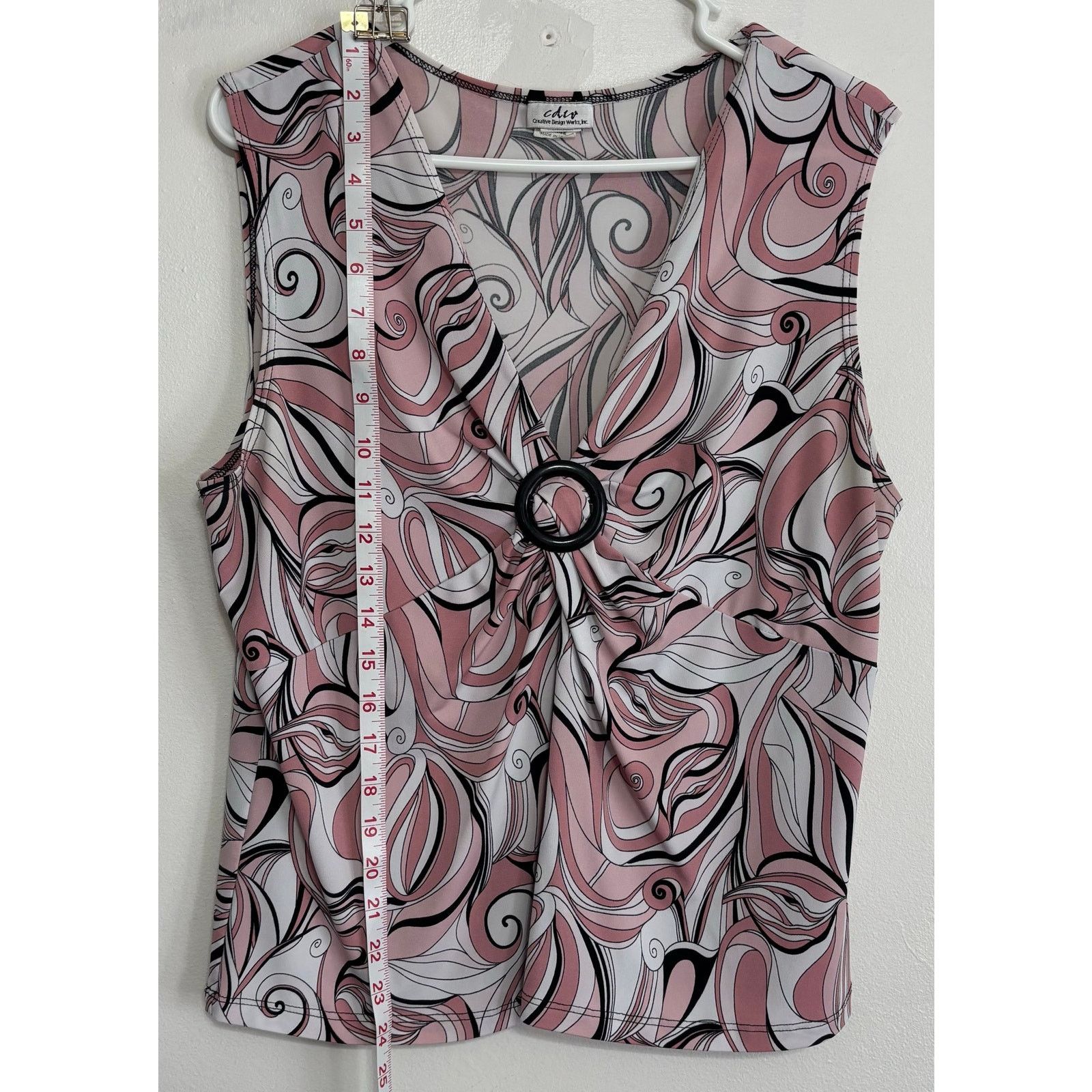 Other CDW Women's Sleeveless V-Neck Blouse XL Pink Black White Size XL / US 12-14 / IT 48-50 - 3 Thumbnail