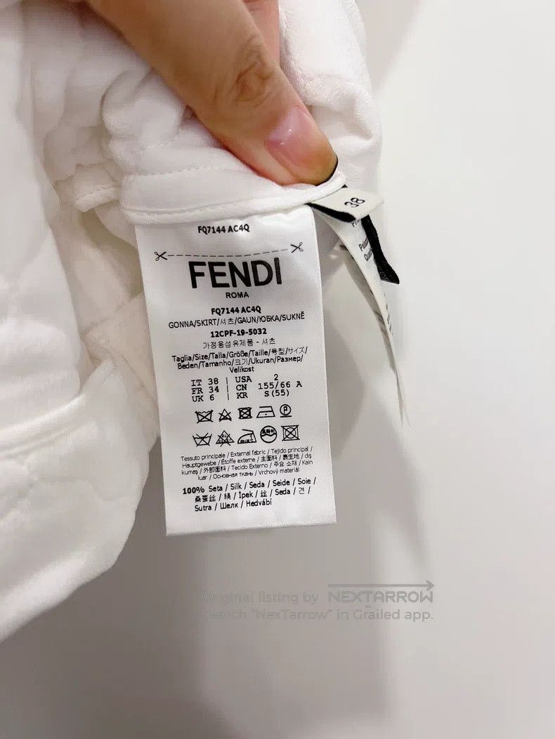 Fendi Fendi White Quilted Grid Silk Half Skirt Skirt Short Skirt Size 25" / US 0 / IT 36 - 7 Thumbnail