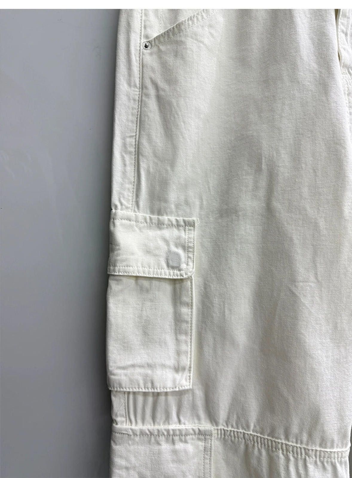 Other White Cargo Wide Leg Pants Size US 32 / EU 48 - 4 Thumbnail