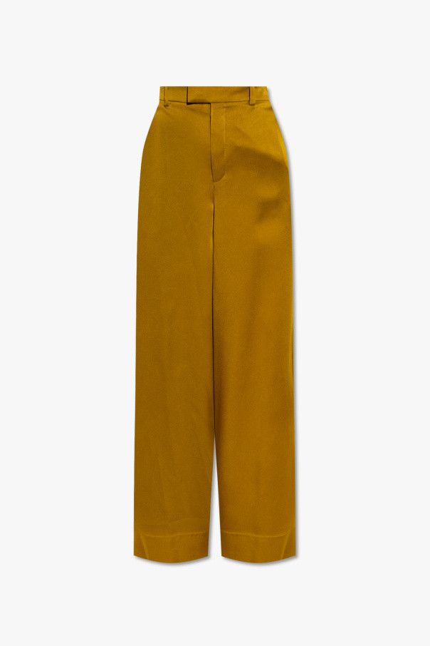 Saint Laurent Paris o1s1wg111024 Large Pants in Crepe Satin in Yellow Size 25" / US 0 / IT 36 - 1 Thumbnail