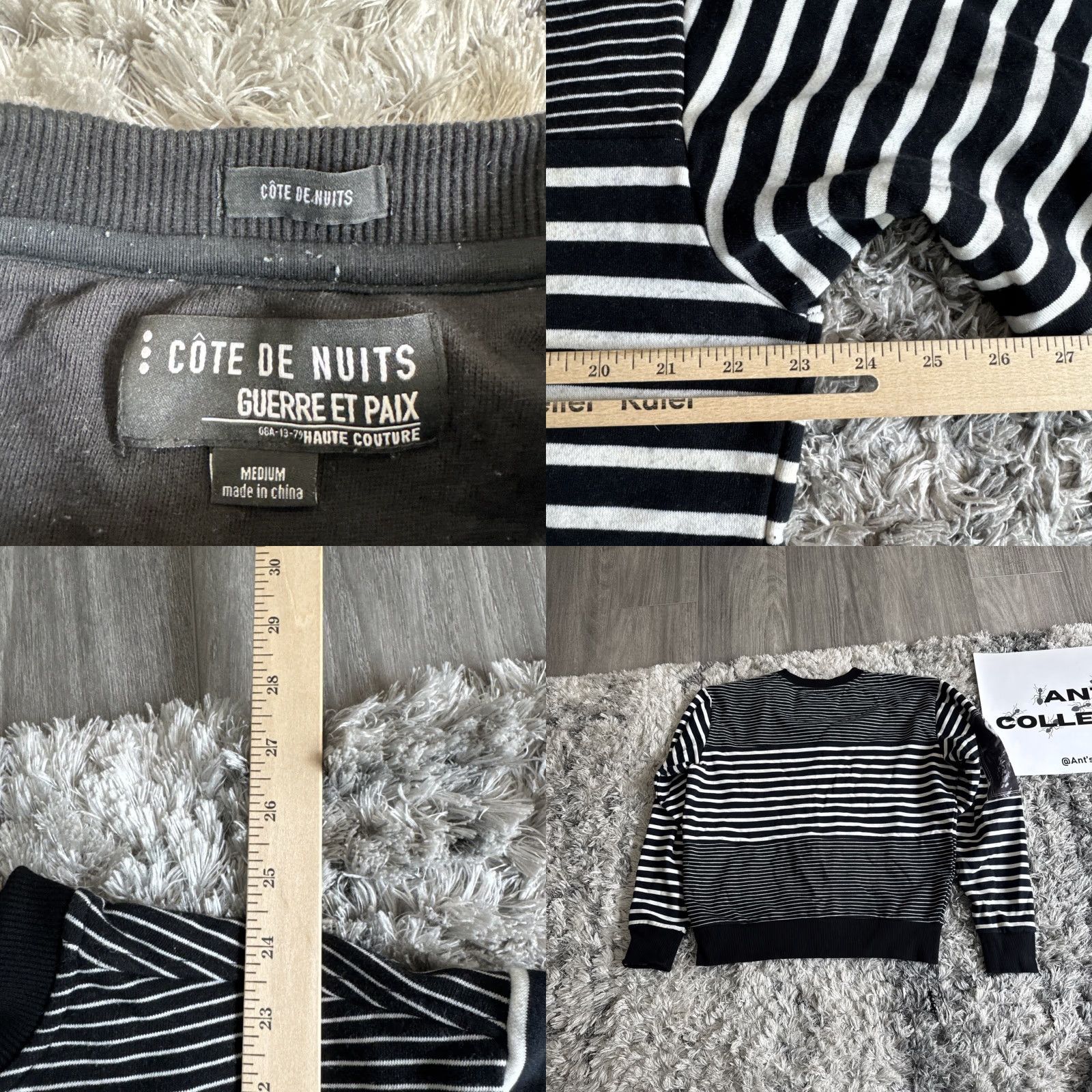 Vintage Côte De Nuits Sweatshirt Striped Black M Men Designer Pullover Size US M / EU 48-50 / 2 - 10 Thumbnail