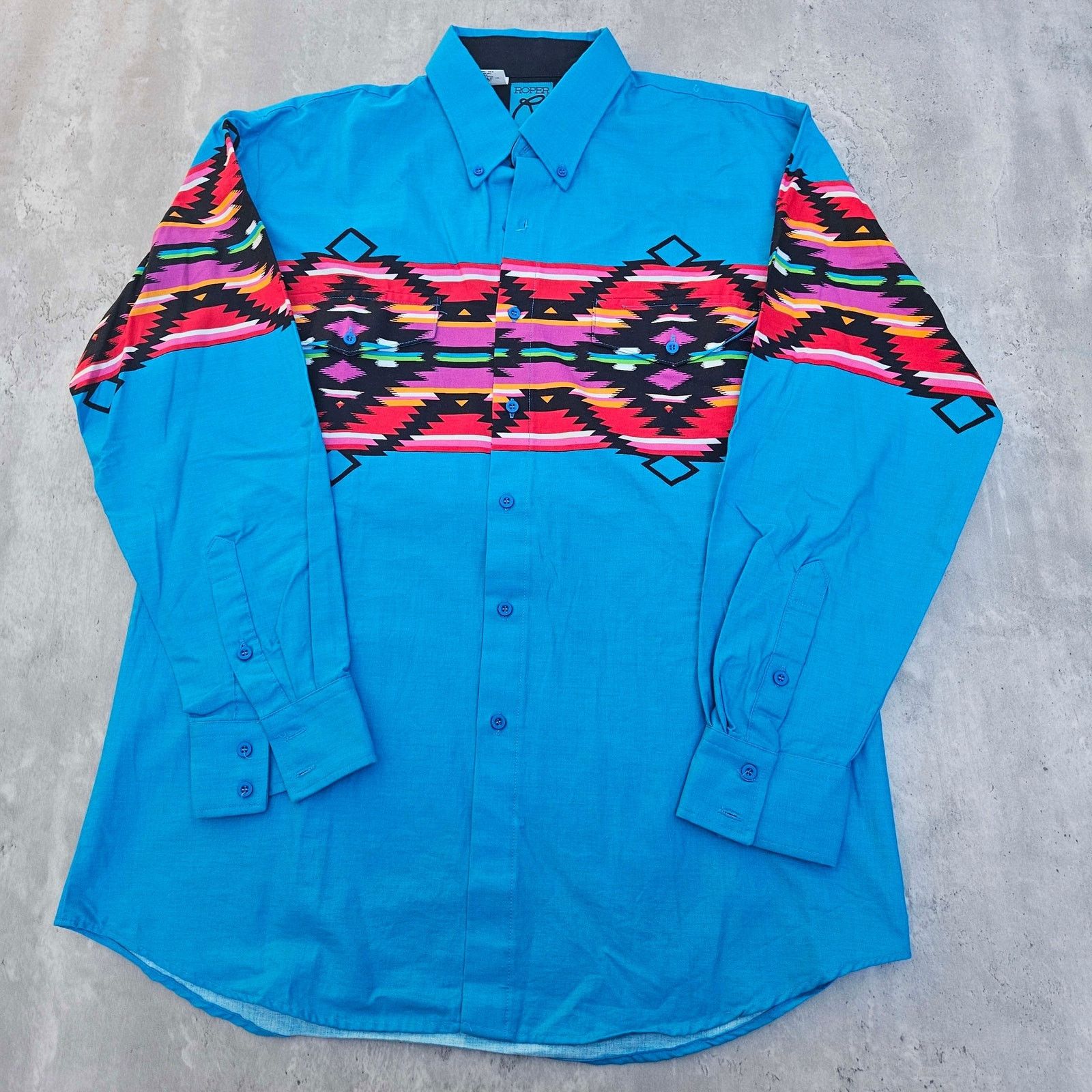 Roper Vintage Roper Shirt Western Blue Aztec Women's Large NWOT Size L / US 10 / IT 46 - 1 Thumbnail