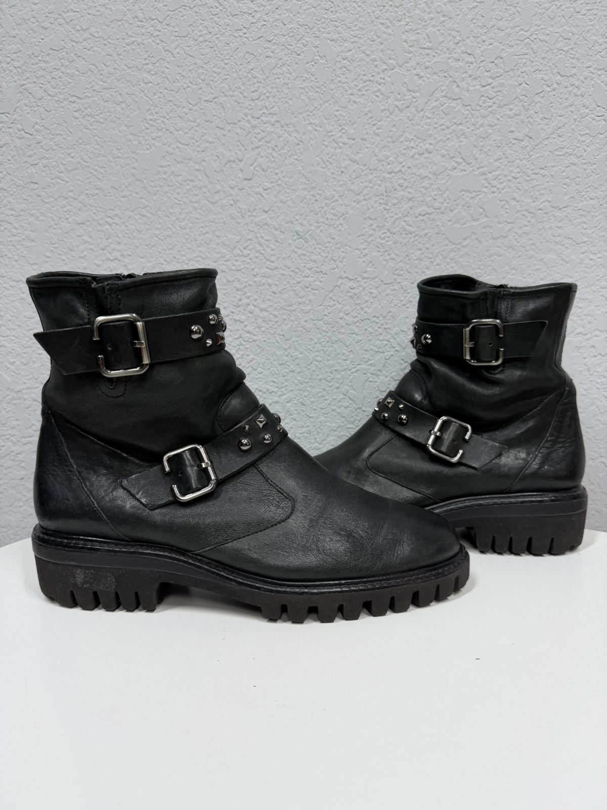 A.S.98 AS 98 Vibe Artisan Black Leather Side Zip Ankle Biker Boots Size US 8 / EU 41 - 1 Thumbnail