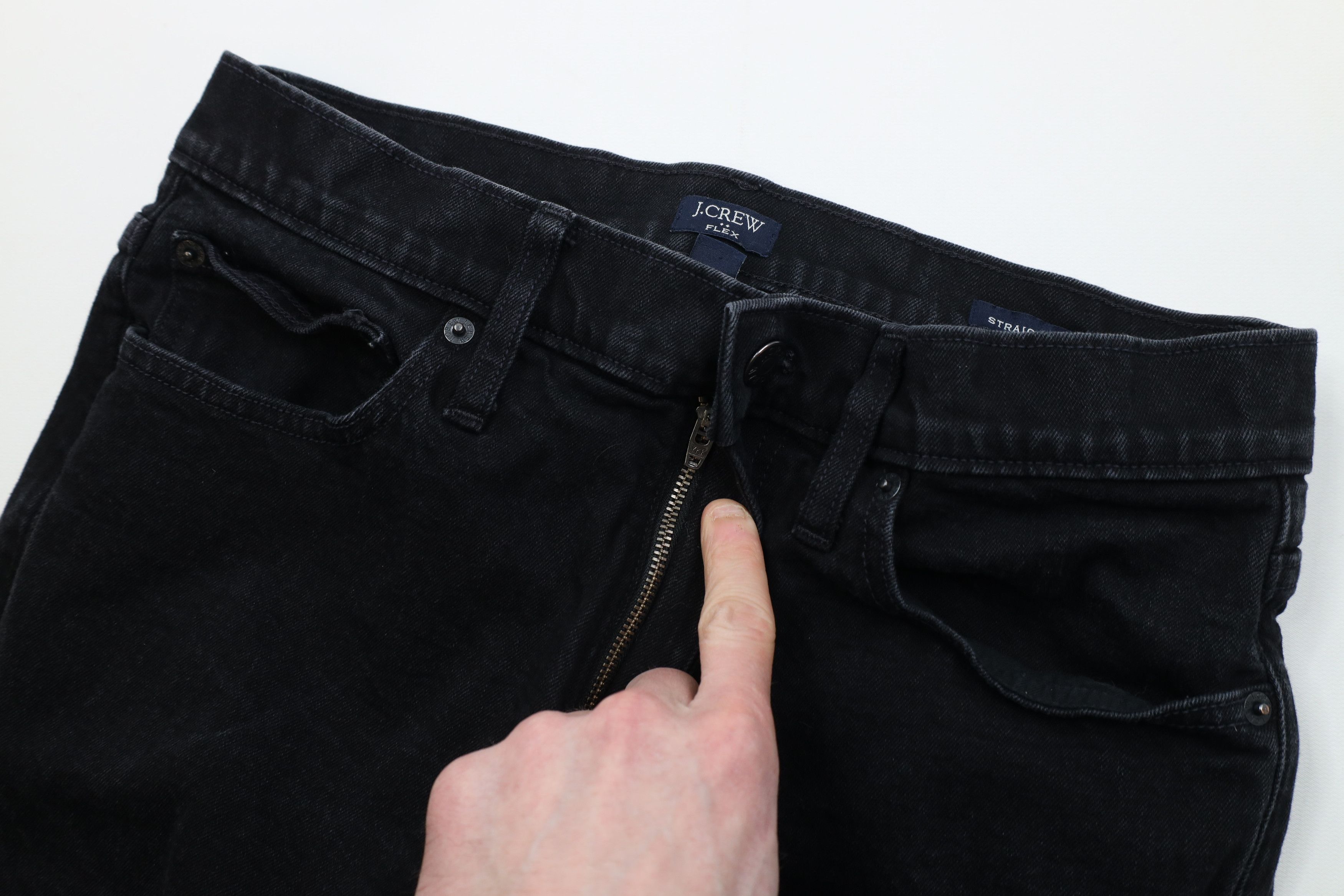 J.Crew Vintage Y2K J Crew Faded Flex Straight Leg Denim Jeans Black Size US 30 / EU 46 - 7 Thumbnail