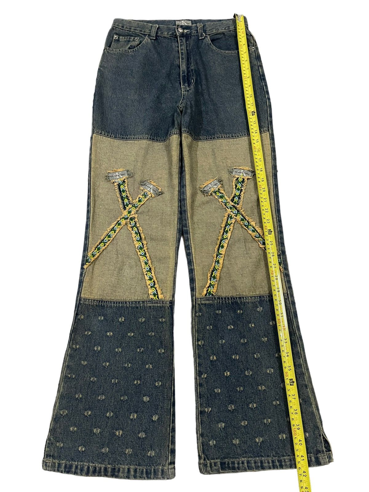 Calvin Klein Vintage CK Calvin Klein Patch Style Distress Flare Jeans Size US 28 / EU 44 - 11 Thumbnail