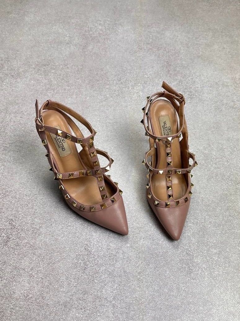 Valentino Valentino Garavagi Rockstud Ankle Strap Pump Heels 100mm Size US 5 / IT 35 - 3 Thumbnail