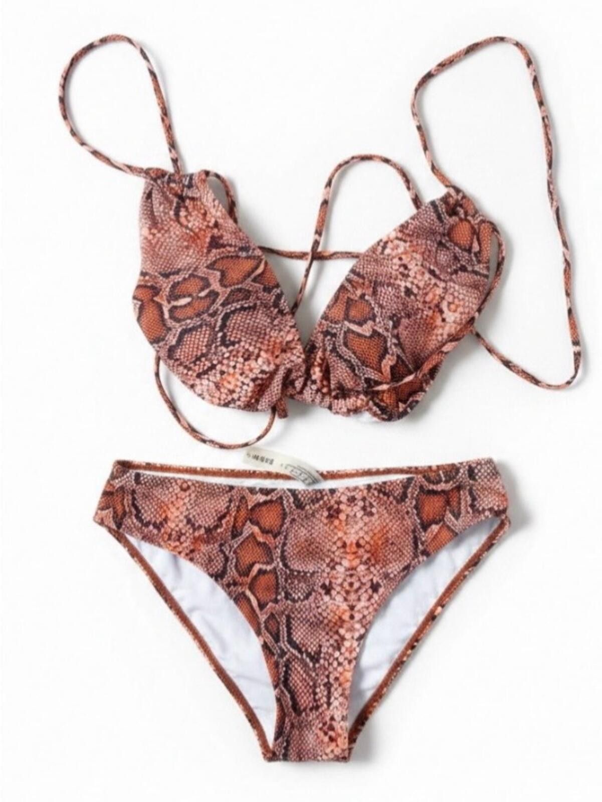 Shein SHEIN Orange Snake Print Bikini Set Size ONE SIZE - 1 Thumbnail