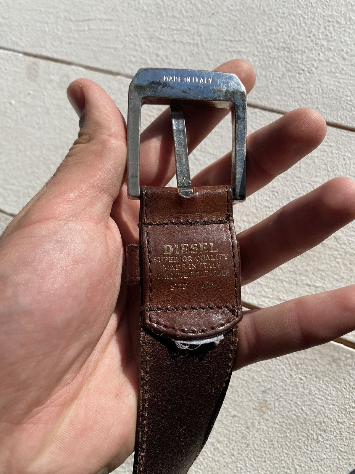 Diesel × Vintage 90s Diesel Black Leather Avant Garde Gothic Minimalism Belt Size ONE SIZE - 6 Thumbnail