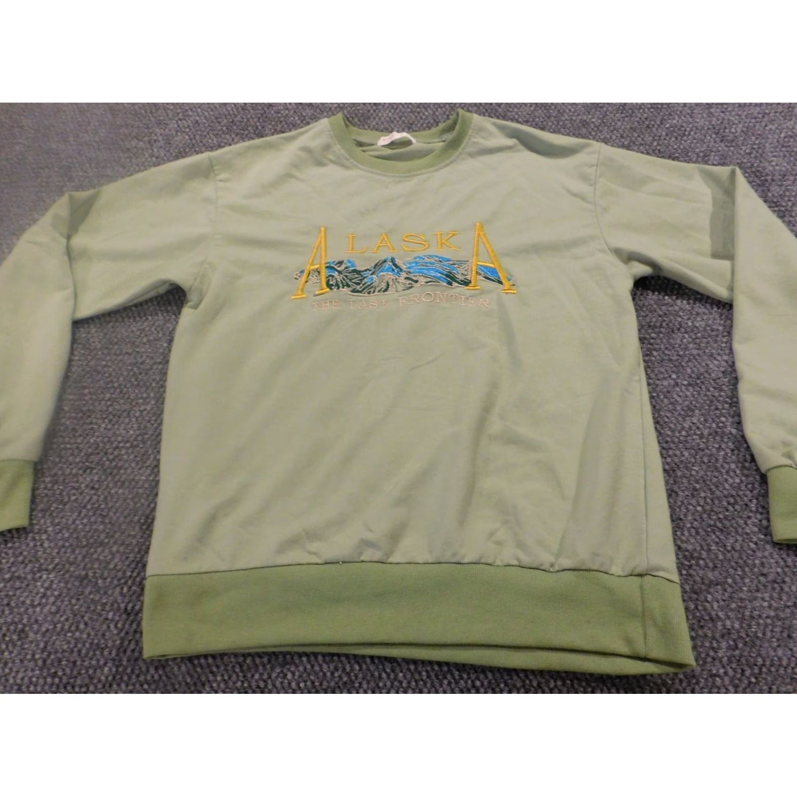 Vintage ROMWE Sweater Crew Neck Pullover Long Sleeve Medium Women Green Cotton Polyester Knit Ruffle Modern All Seasons Size M / US 6-8 / IT 42-44 - 2 Thumbnail