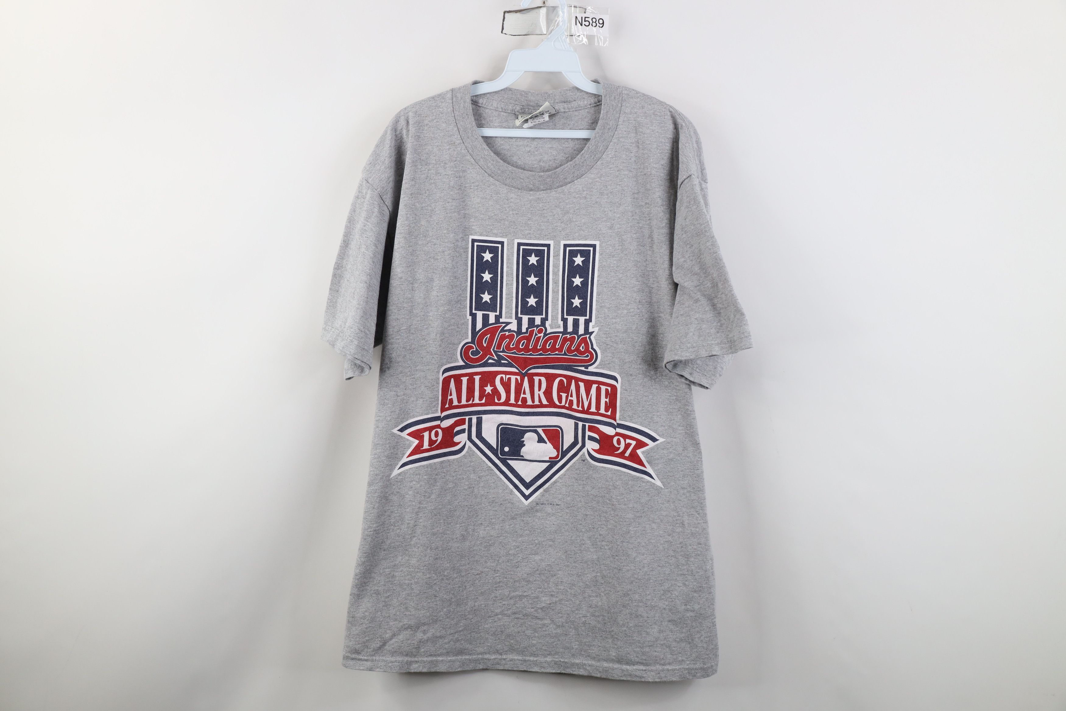 Vintage Vintage 90s Star Game Cleveland Indians Baseball T-Shirt Size US L / EU 52-54 / 3 - 1 Thumbnail