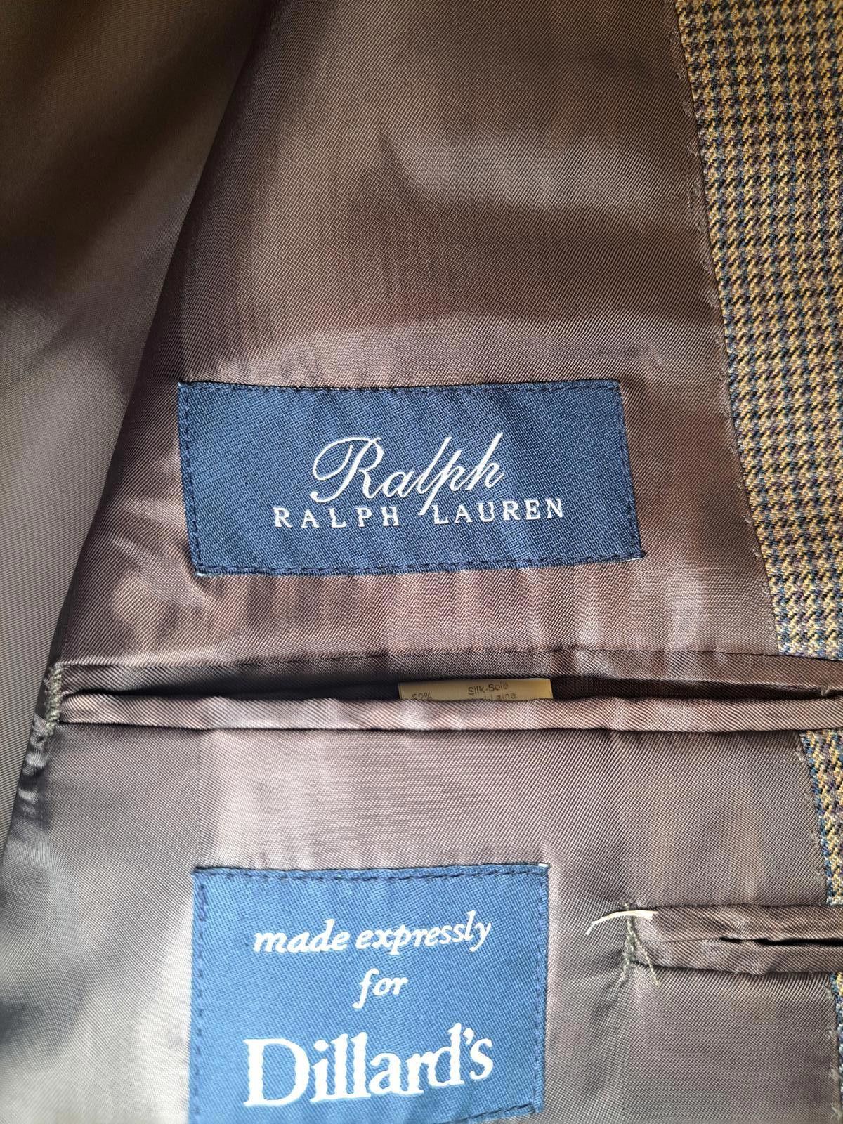 Polo Ralph Lauren NEW Ralph Lauren Sport Coat Mens 46L Brown Houndstooth Silk Size 46L - 2 Thumbnail