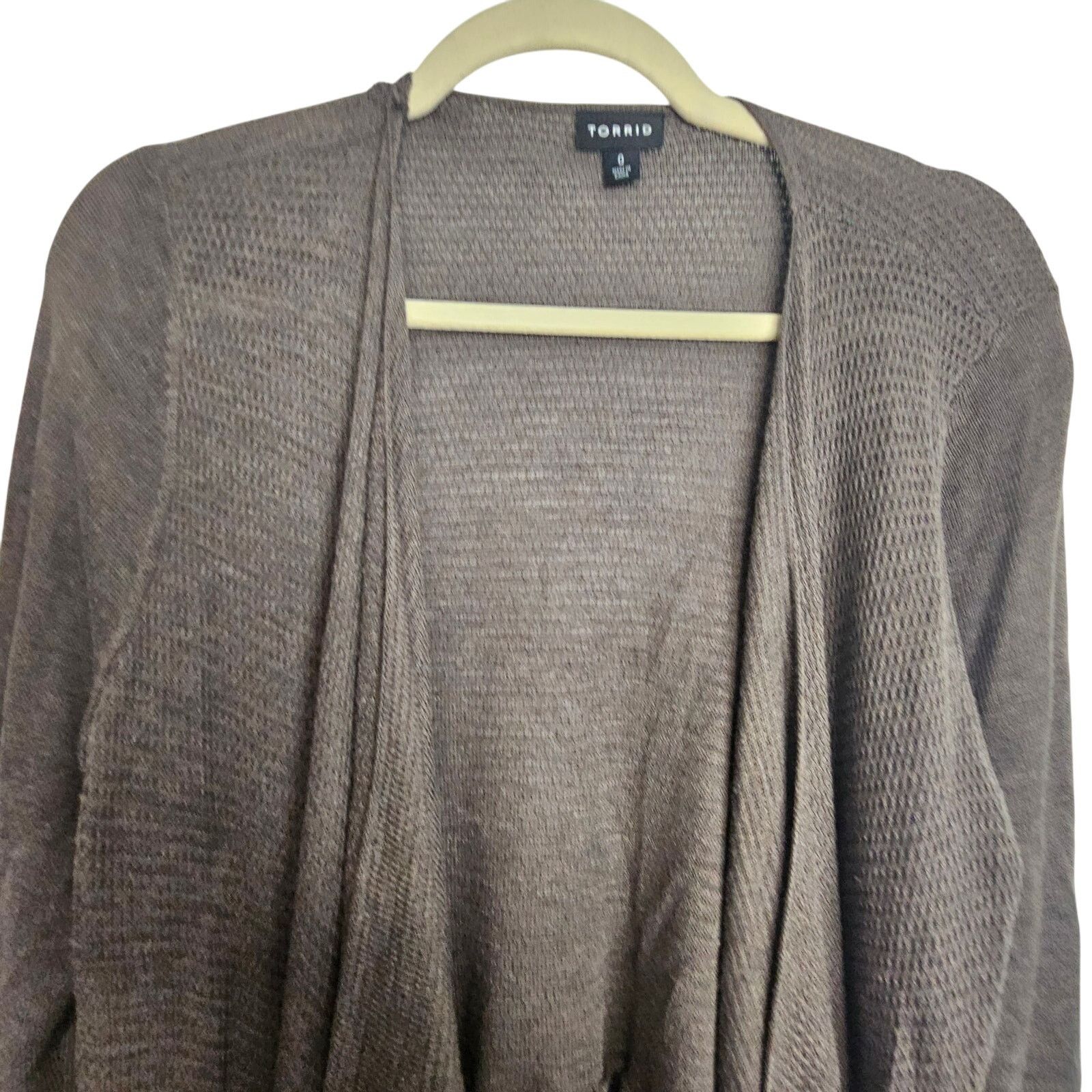 Corridor Torrid Sweater Cardigan Brown Open Front Waterfall 0X Size XL / US 12-14 / IT 48-50 - 2 Thumbnail