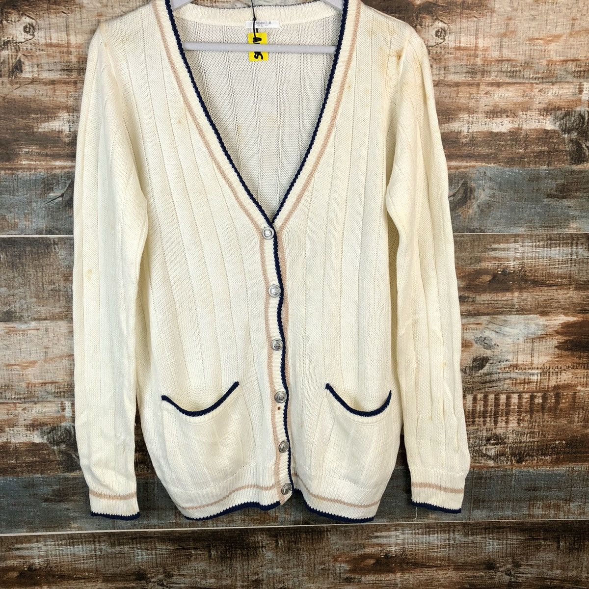 Japanese Brand Cinema Club White Cardigan Knitwear #A1625 Size US L / EU 52-54 / 3 - 3 Thumbnail