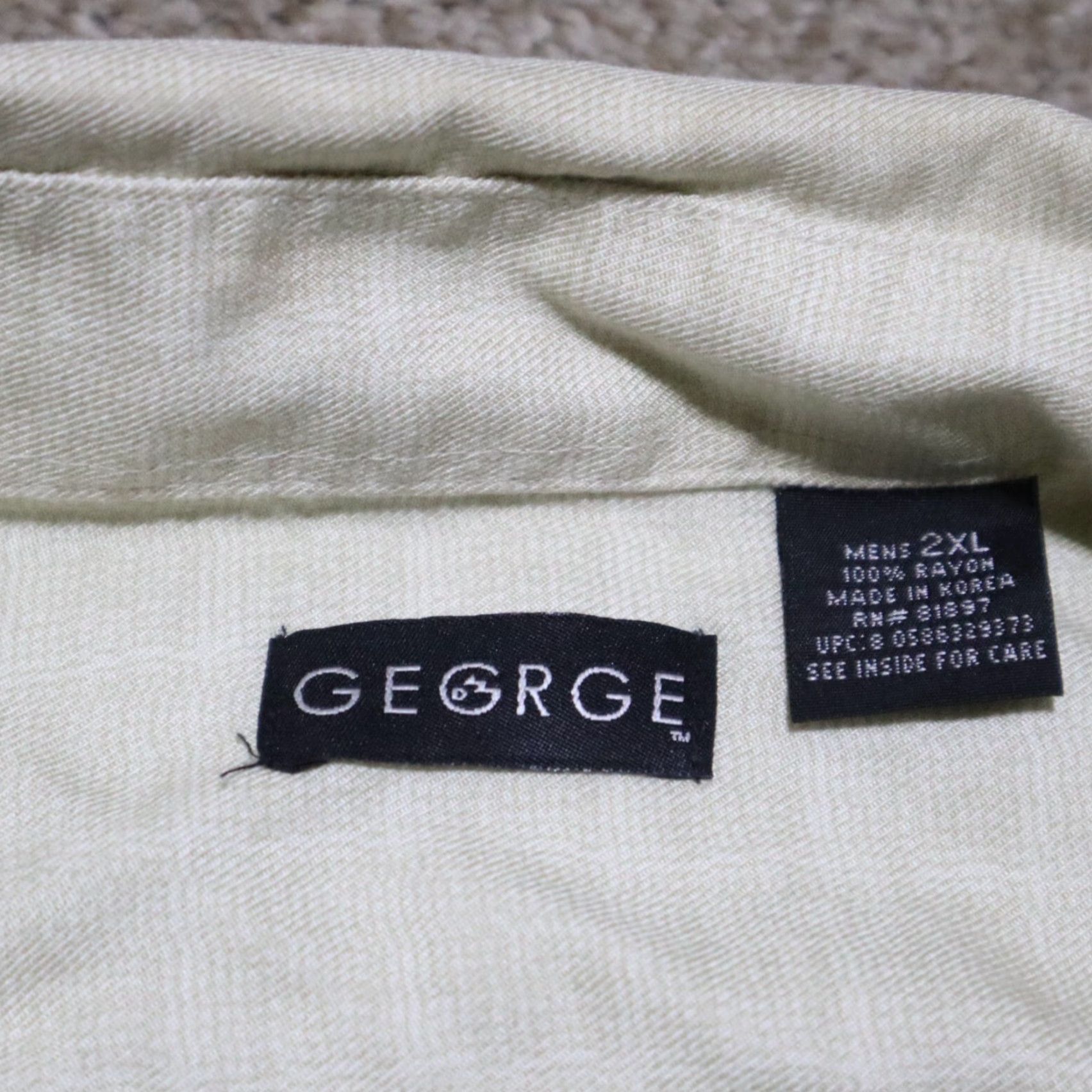 George George Shirt Button-Up Long Sleeve Men 2XL Brown Cotton Polyester with Pockets 90s Hawaiian? Size US XXL / EU 58 / 5 - 3 Thumbnail