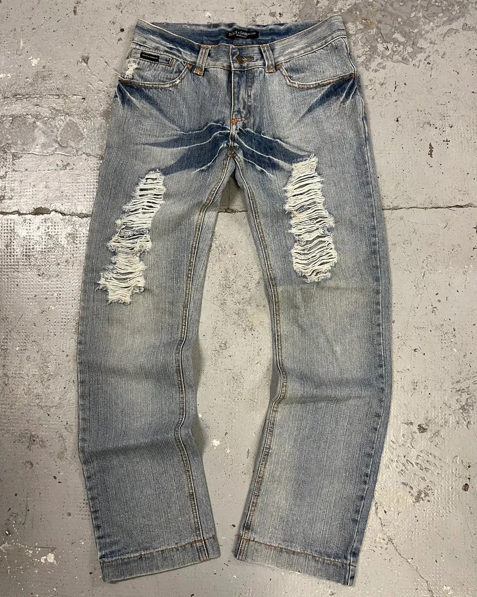 Dolce & Gabbana 2000s Dolce & Gabbana Distressed Denim Jeans Size US 31 - 1 Thumbnail