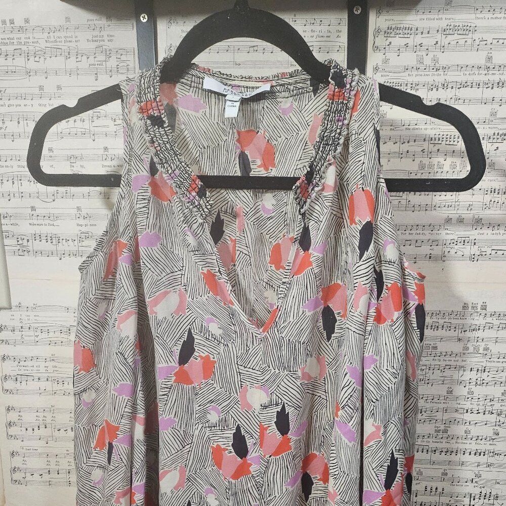 Derek Lam 10 Crosby Derek Lam Cold Shoulder Longsleeve Silk Blouse Floral Size S / US 4 / IT 40 - 1 Thumbnail