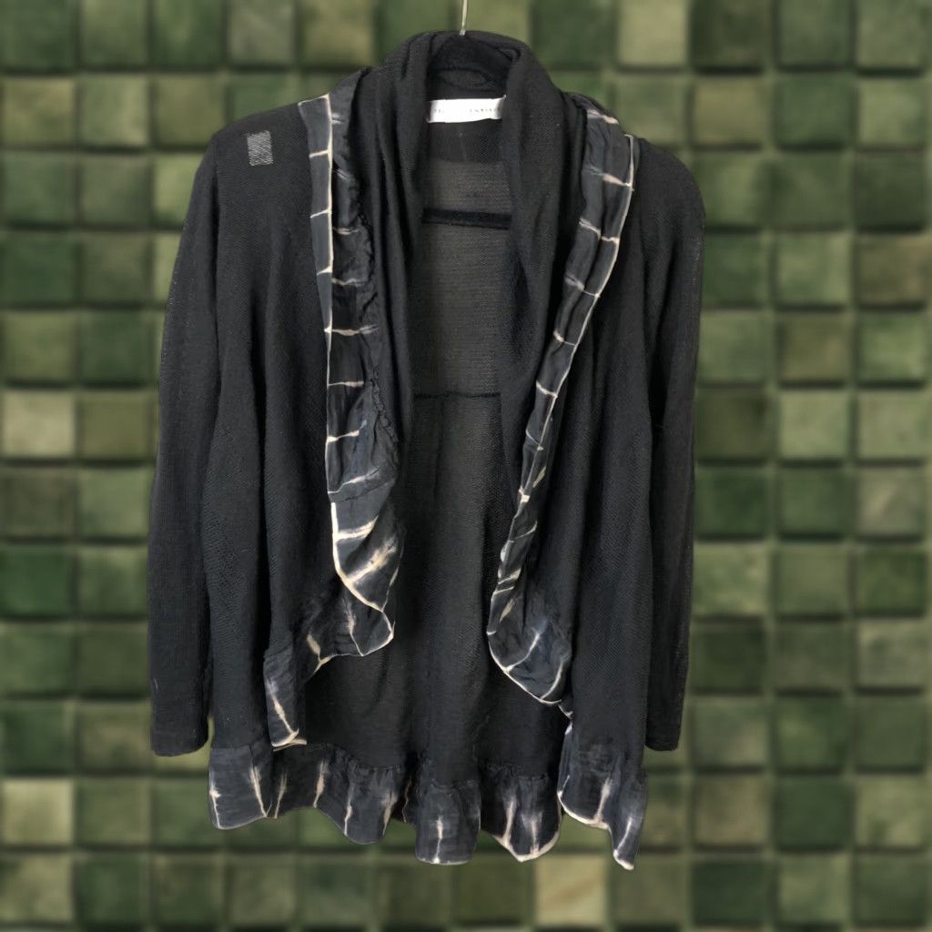 Viviana Uchitel Cardigan Sweater Womens Medium Black Sheer Cardigan Whimsigoth Open Front Lightweight Boho Knit