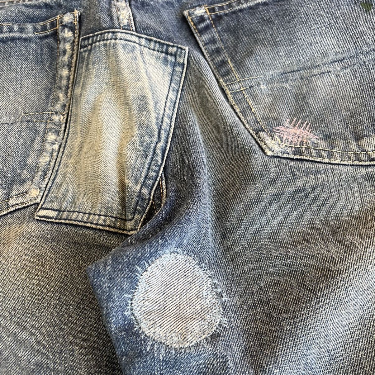 Undercover SS05 "But Beautiful" Distressed Patchwork 60 Denim Jeans Size US 33 - 8 Thumbnail