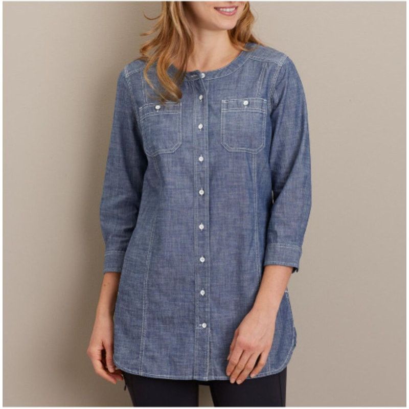 Duluth Trading Company Duluth Trading Co Shirt L Free Range Organic Chambray Tunic Size L / US 10 / IT 46 - 2 Thumbnail