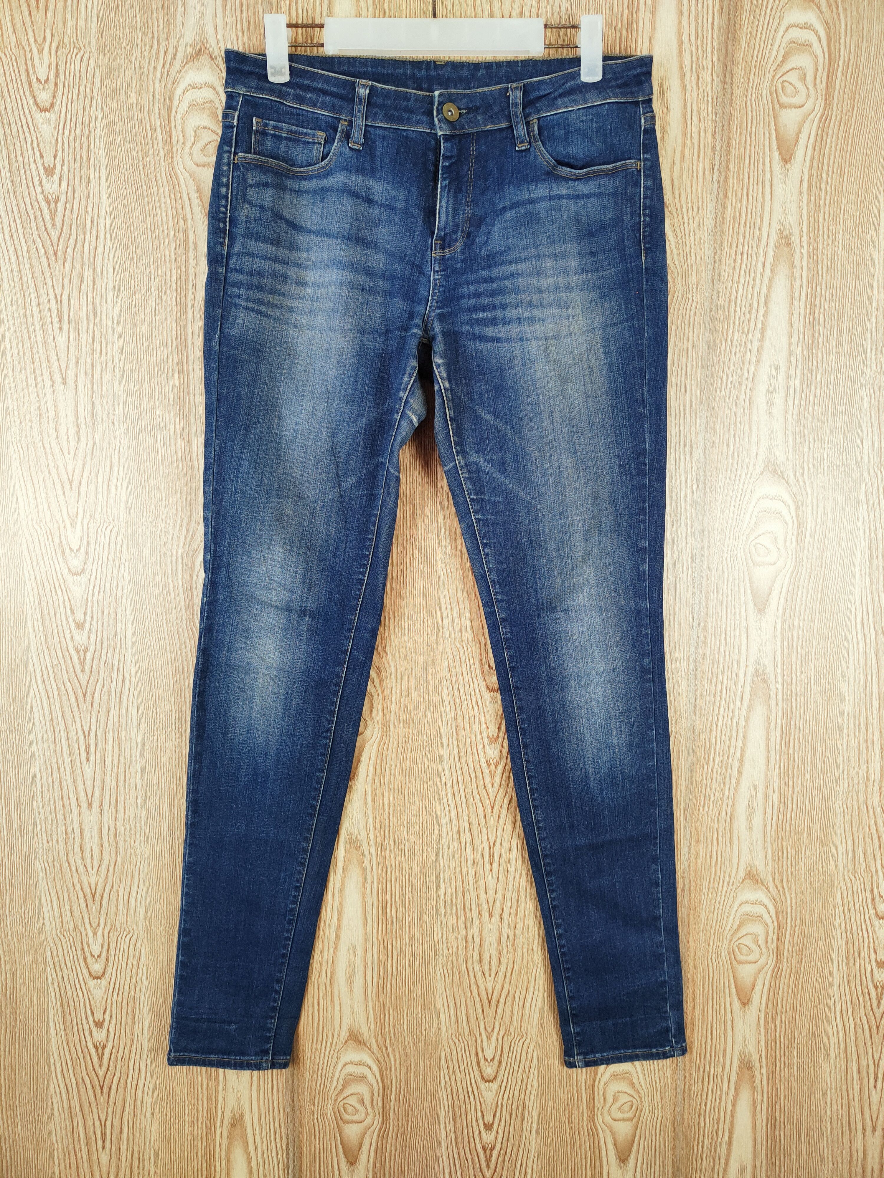 Uniqlo × Vintage Vintage Uniqlo Dark Blue Distressed Ripped Skinny Jeans Size 31" - 1 Thumbnail