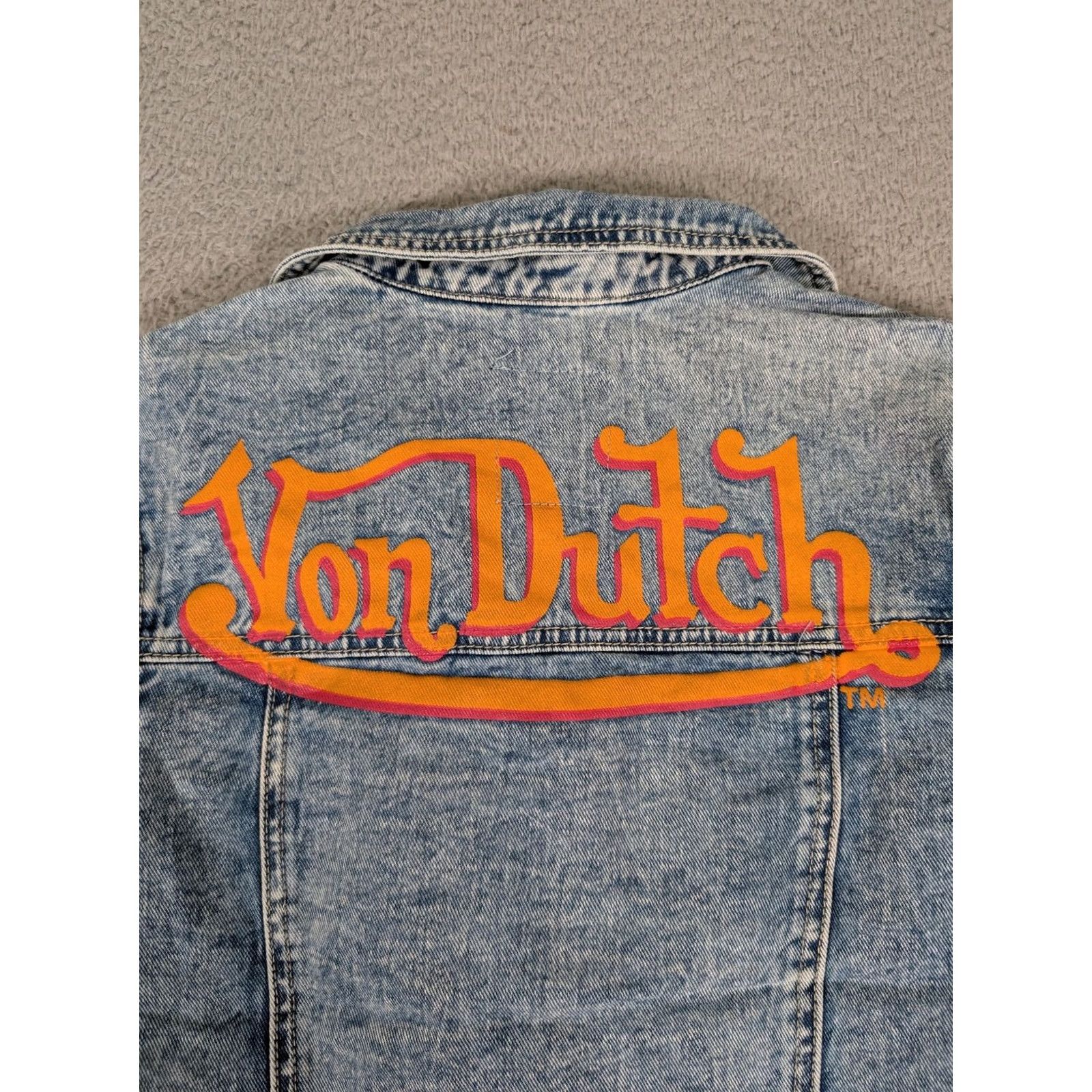 Von Dutch Von Dutch Tie Front Denim Jacket Womens Small Light Wash Patch Logo Embroidered Jacket Size S / US 4 / IT 40 - 3 Thumbnail