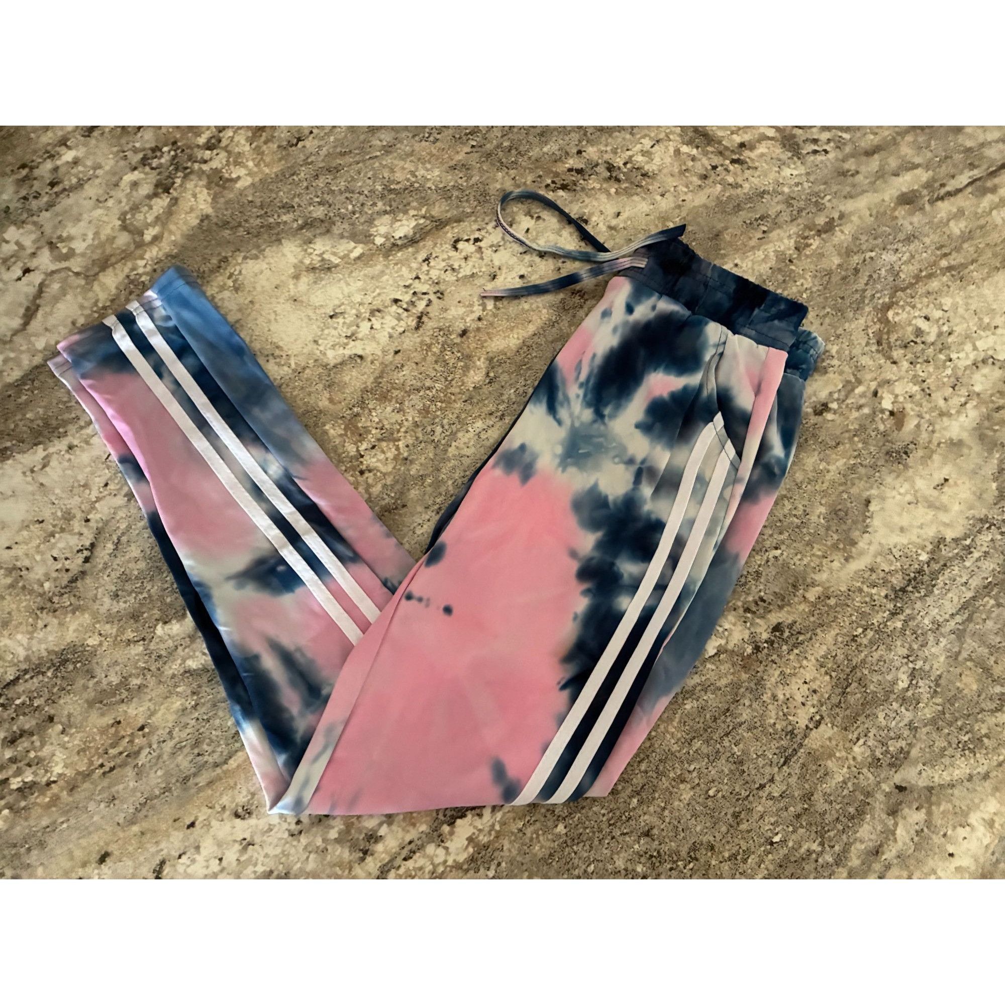 Other Yuna Tie Dye Short Sleeve Hoodie & Jogger Set Navy Blue Pink Size 28" / US 6 / IT 42 - 5 Thumbnail