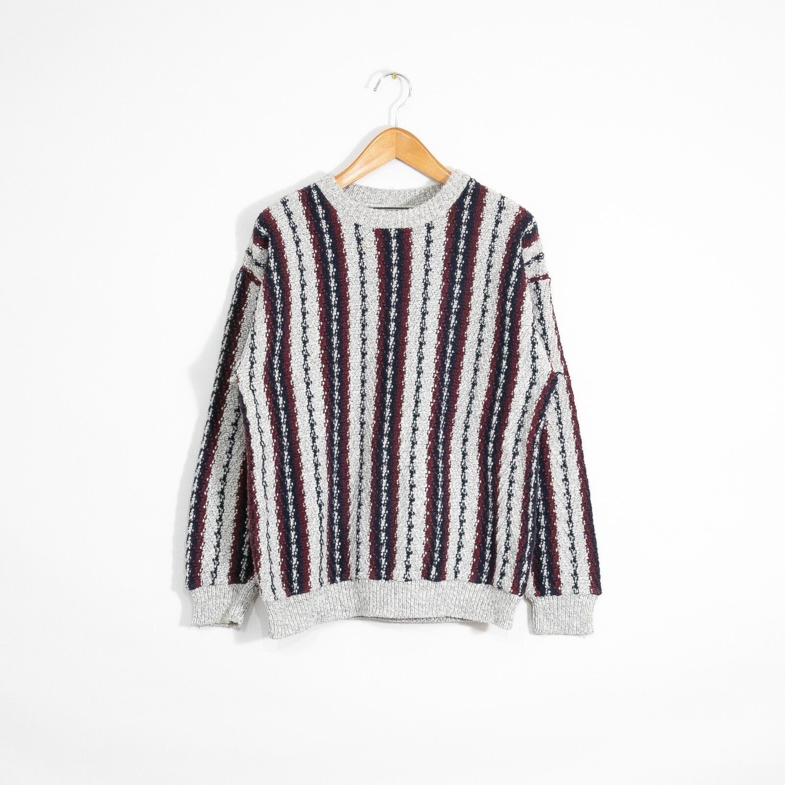 Vintage Vintage Striped Cotton Knit Sweater Mens Medium - Textured Size US M / EU 48-50 / 2 - 1 Thumbnail