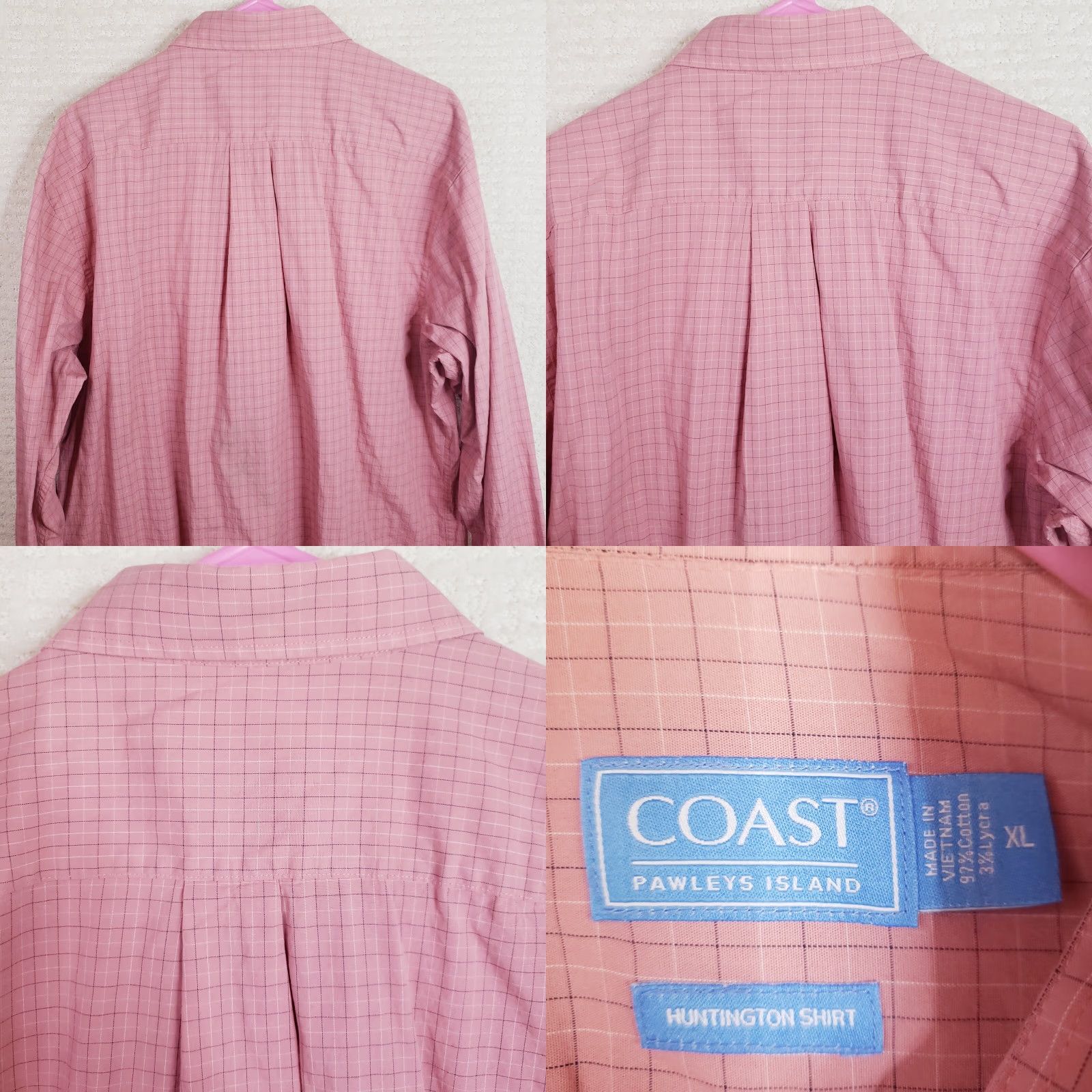 Vintage Coast Huntington Shirt Plaid Button-Up XL Men Pink Coral Crab Logo Embroidered Collared Long Sleeve Size US XL / EU 56 / 4 - 9 Thumbnail