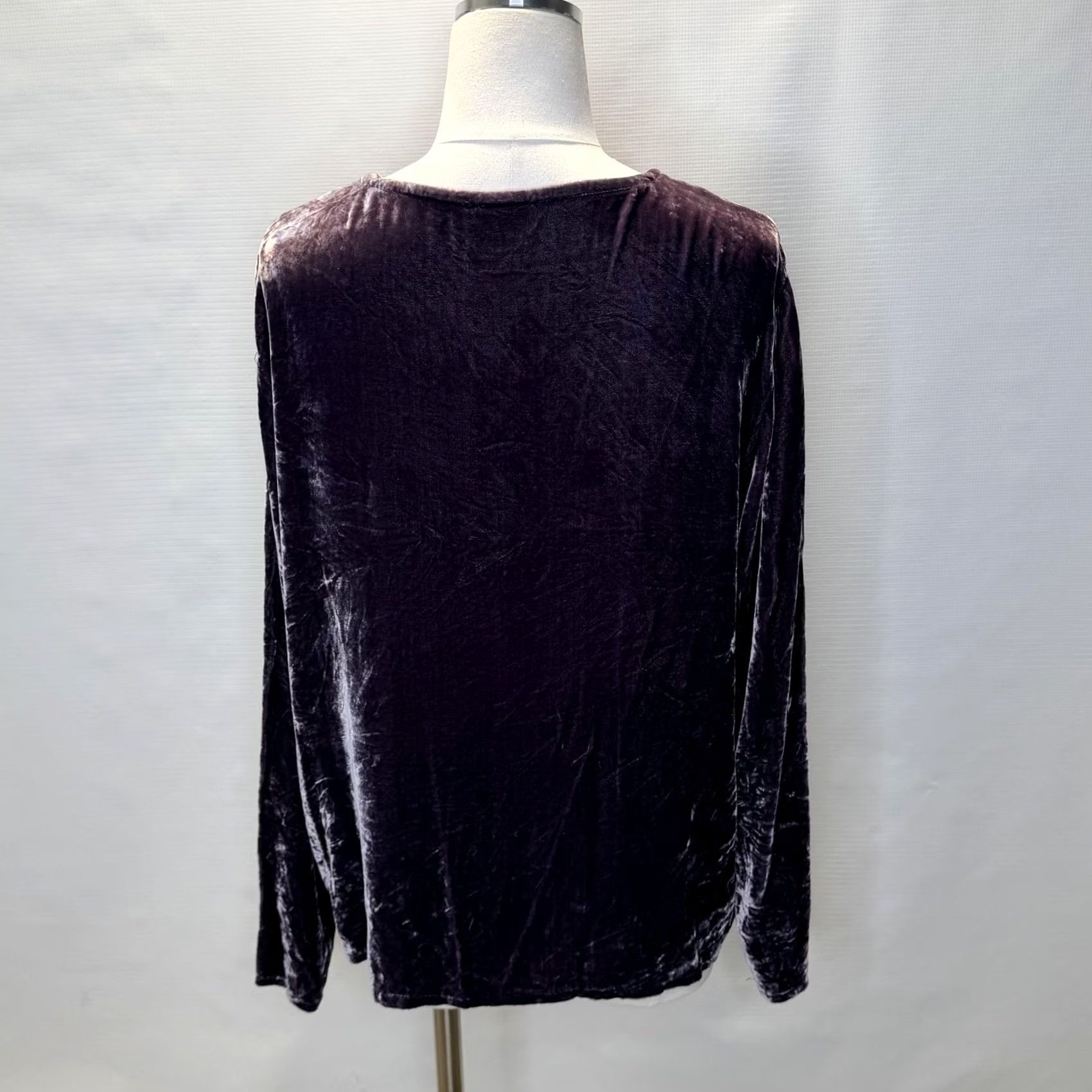 Eileen Fisher VINTAGE Eileen Fisher Cardigan Womens Medium Purple Crushed Velvet Silk Blend Open Front Size M / US 6-8 / IT 42-44 - 3 Thumbnail
