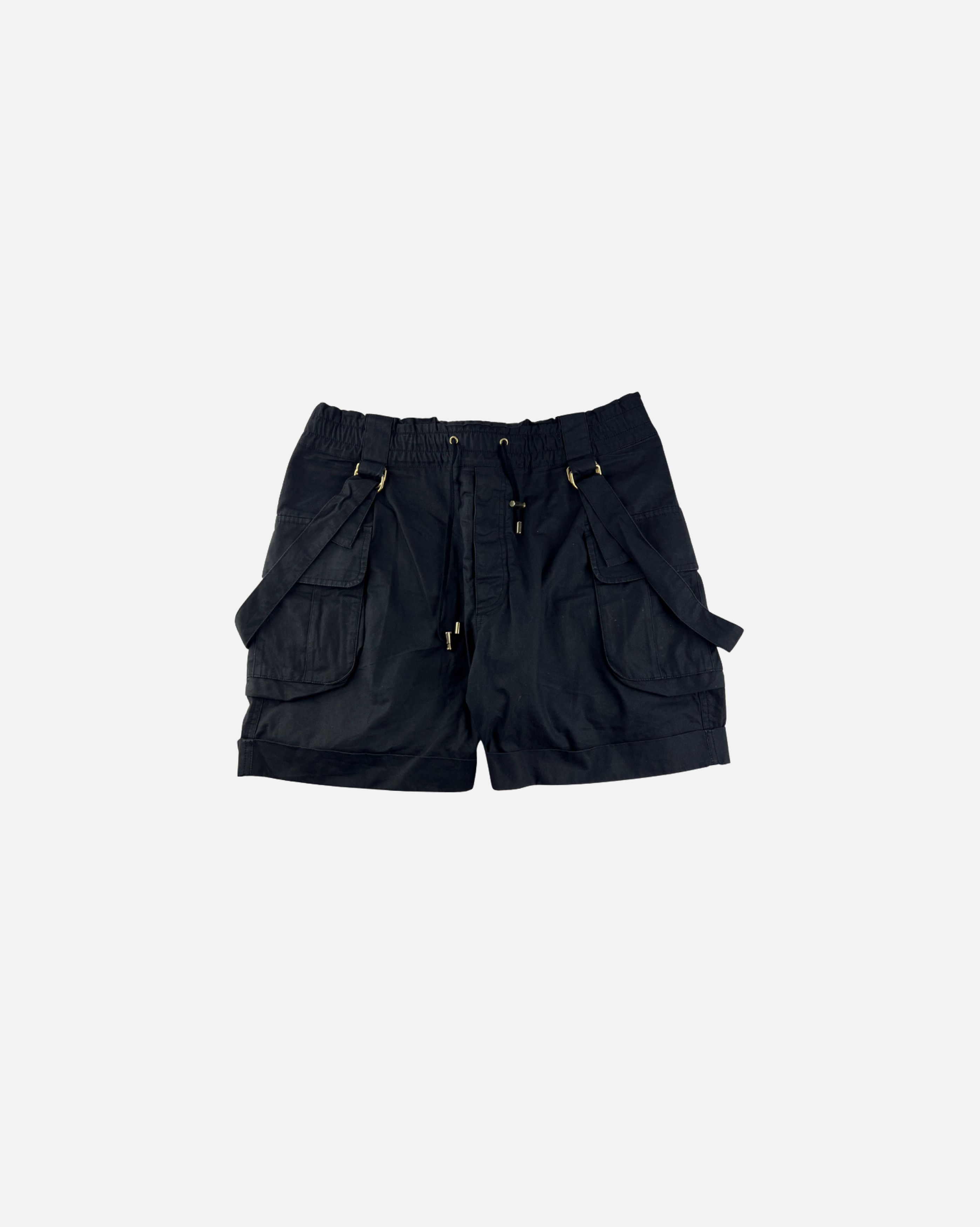 image of Balmain Strap Cargo Shorts in Black, Men's (Size 32)