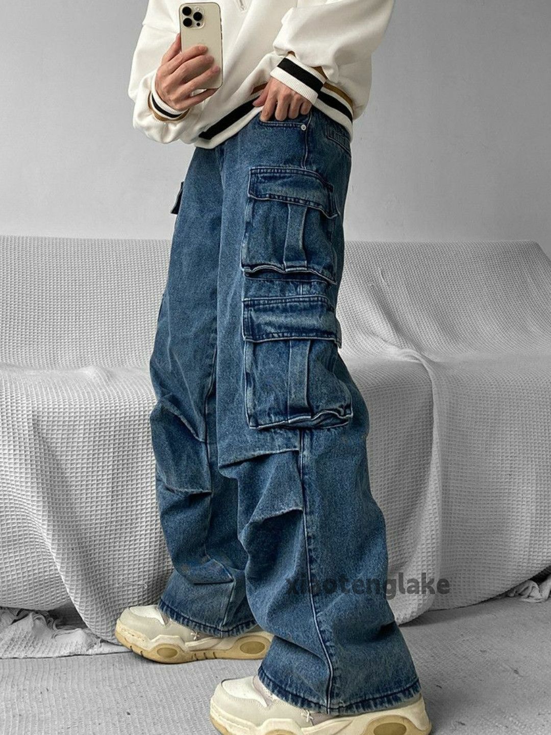Jean × Vintage washed faded cleanfit skate hiphop baggy cargo jeans Size US 30 / EU 46 - 2 Thumbnail