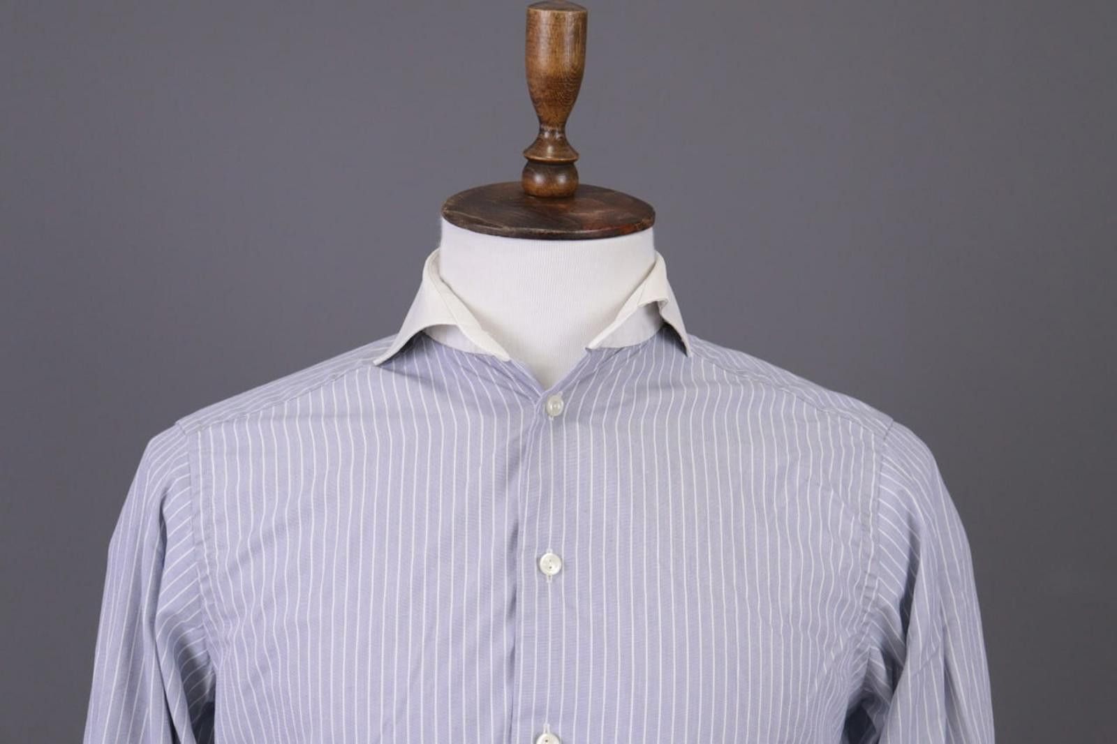 Eton Eton Contemporary Gray Pinstripe Down Shirt Size 38 / 15 Size US M / EU 48-50 / 2 - 2 Thumbnail