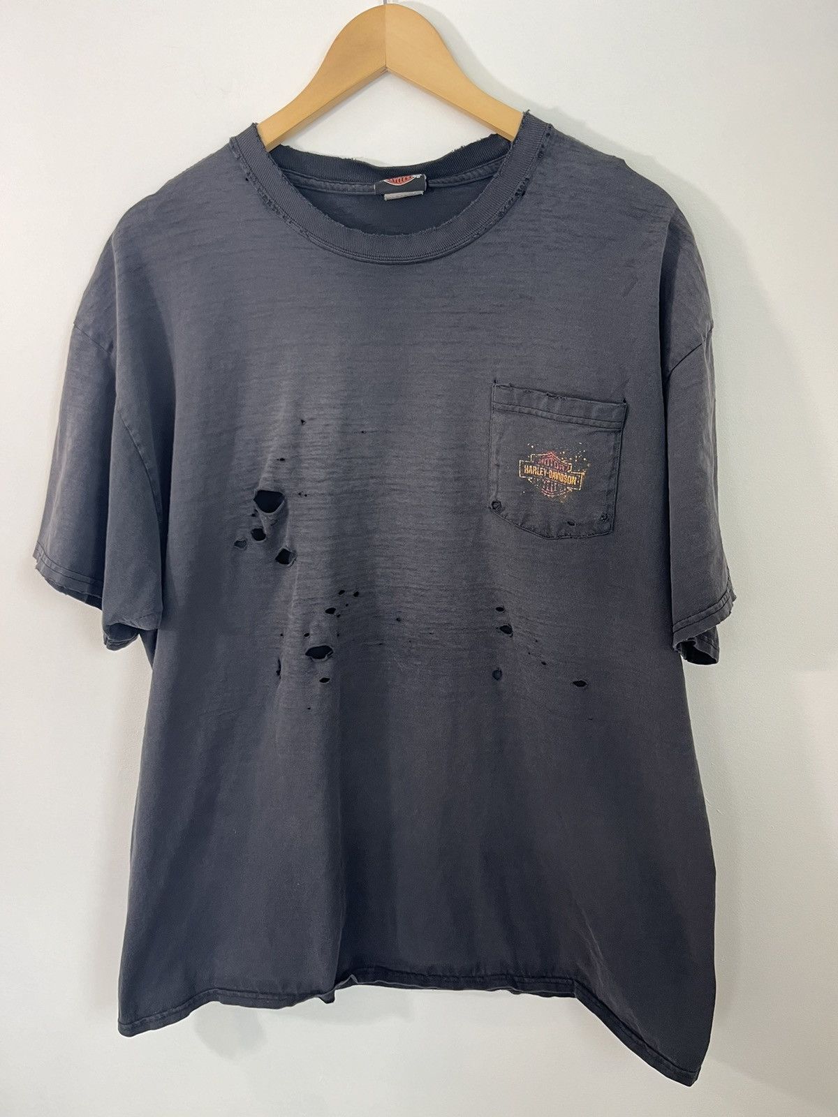 Harley Davidson Vintage Thrashed Harley Davidson Sun Faded Pocket Tee Size US XXL / EU 58 / 5 - 1 Thumbnail
