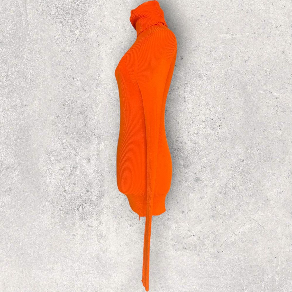Yohji Yamamoto Orange Micro Ribbed Tencel Turtleneck Sweashirt Size M / US 6-8 / IT 42-44 - 4 Thumbnail