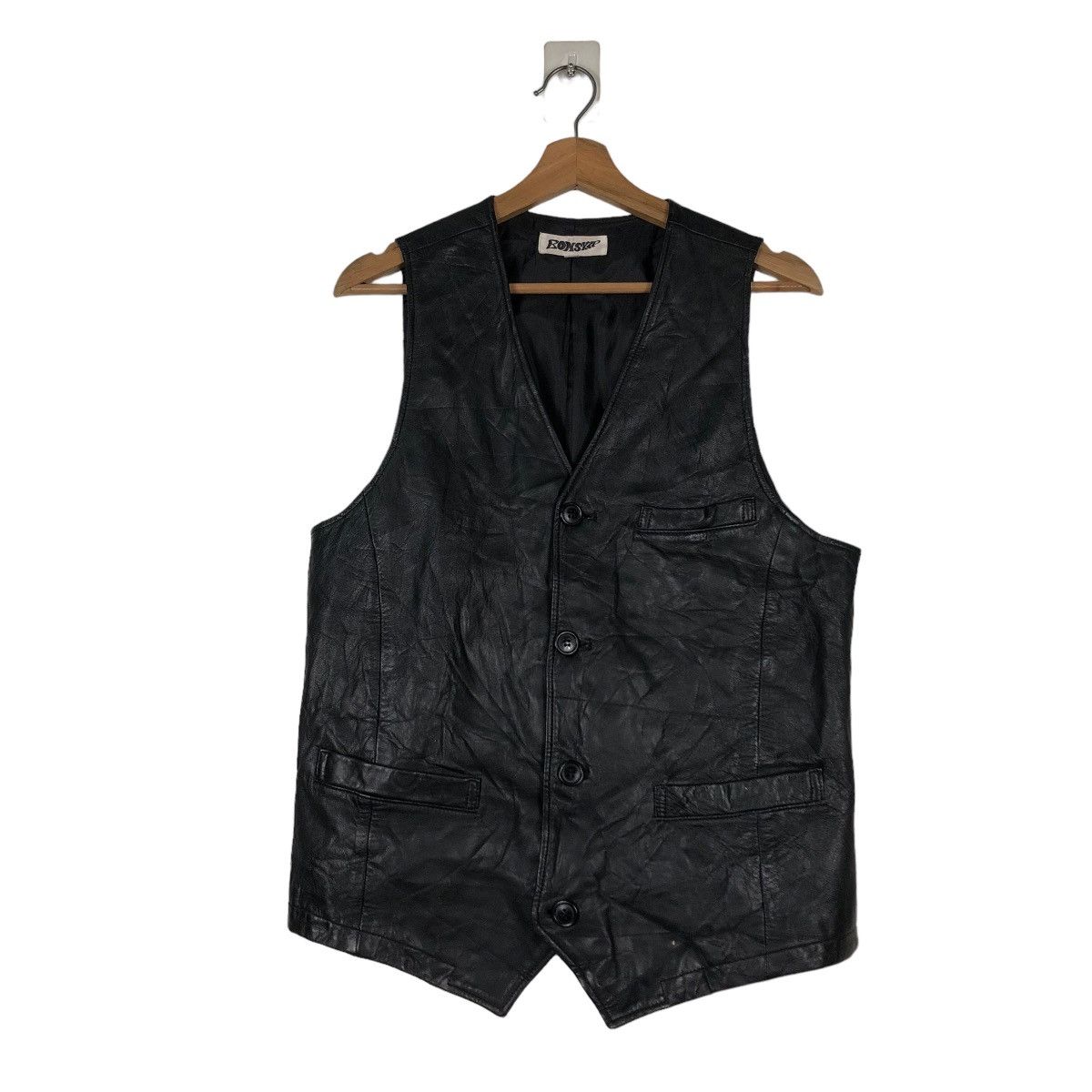 Japanese Brand 📌VINTAGE LEATHER TANK TOP VEST BIKER BONSKIP JAPAN Size US M / EU 48-50 / 2 - 2 Thumbnail