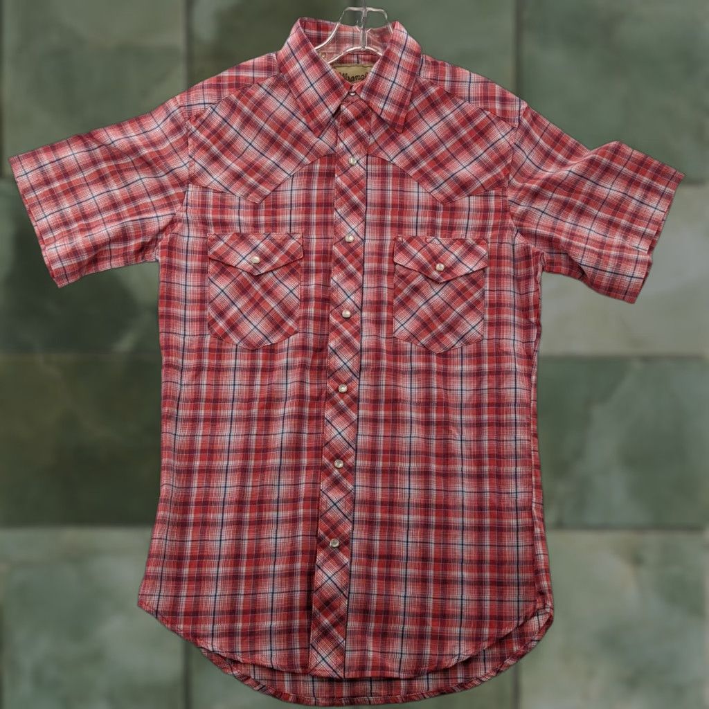 Wrangler VINTAGE Wrangler Men’s Short Sleeve Button-Up Shirt Cowboy Western Cotton Plaid S Red Size US S / EU 44-46 / 1 - 1 Thumbnail